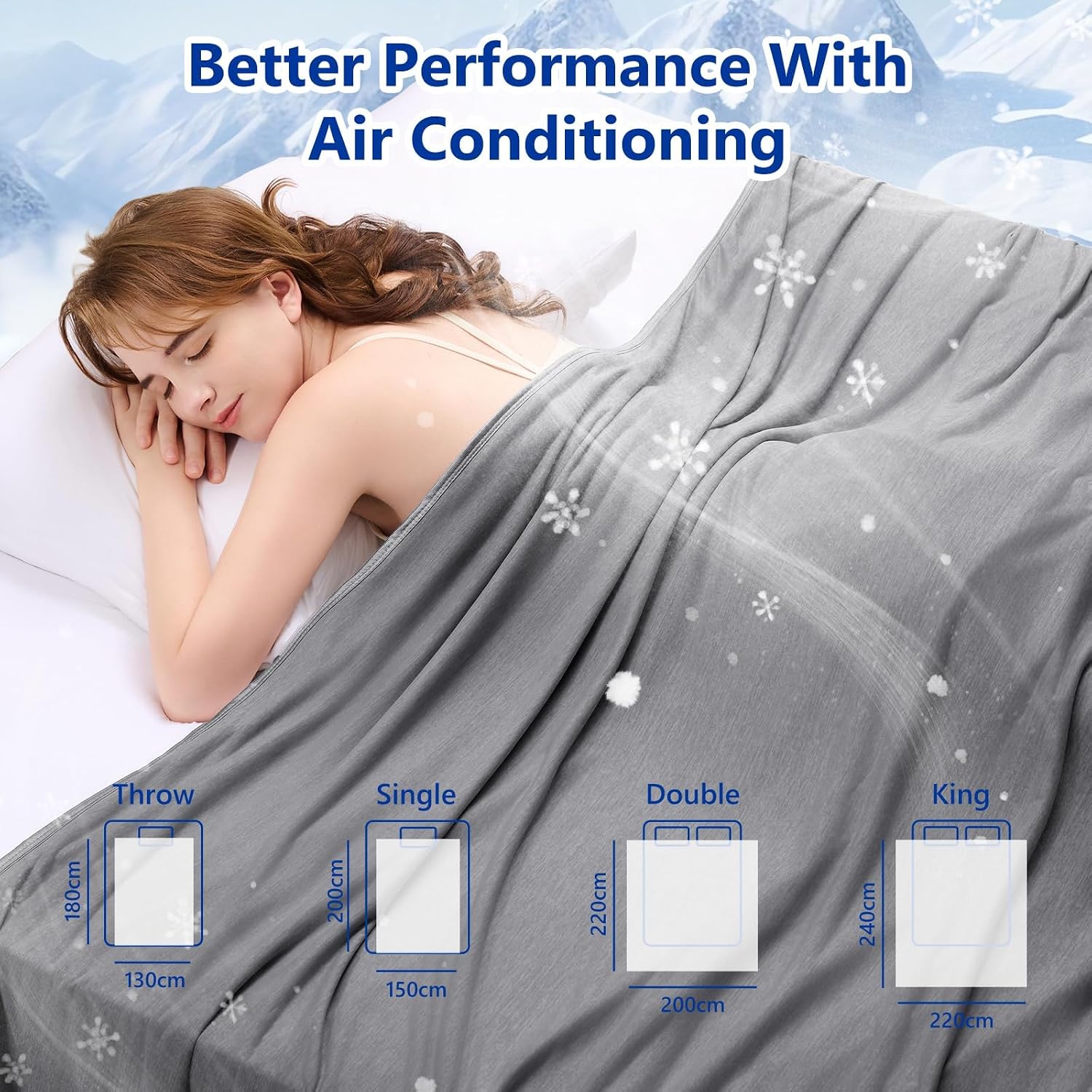 Thumbnail 6 de L'AGRATY Cooling Blanket (150x200cm Double) for Hot Sleepers, Grey