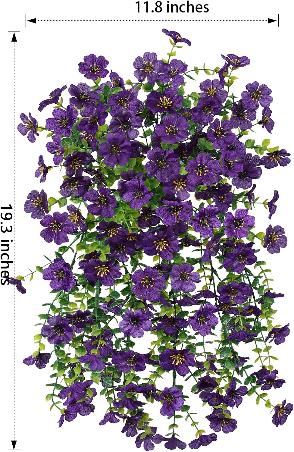 Thumbnail 3 de HyeFlora 2-Pack Dark Purple Artificial Hanging Flowers with Eucalyptus Leaves for Outdoor Garlands