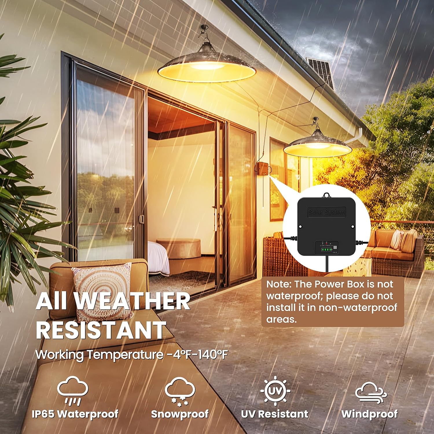 Detalle de APILAB DP050AW Solar Shed Light, Dual Pendant, 2000 Lumens, 3000K