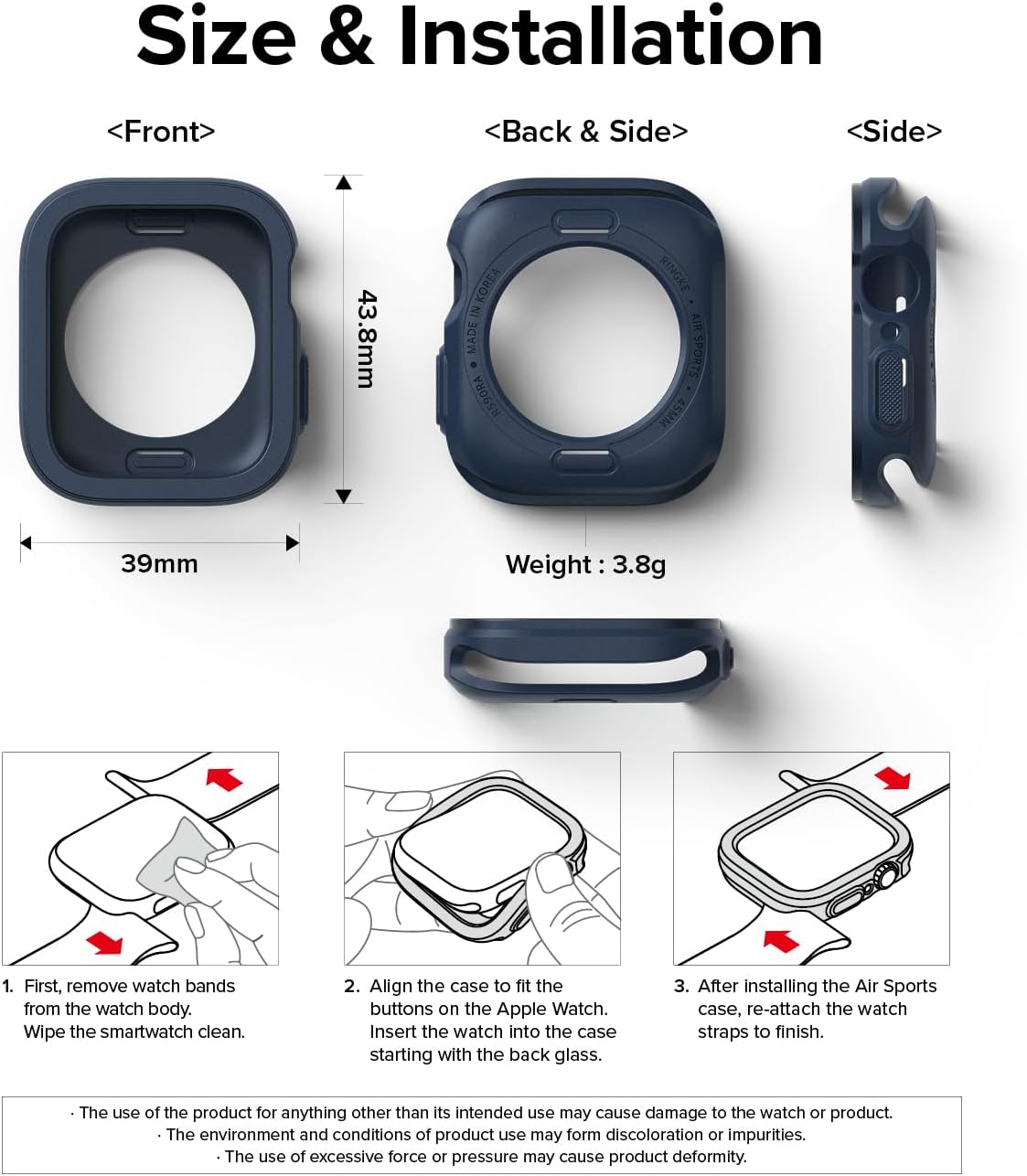 Detalle de Ringke Air Sports for Apple Watch Series 9/8/7 (41mm) and SE (40mm) Navy – Slim, Flexible TPU Case