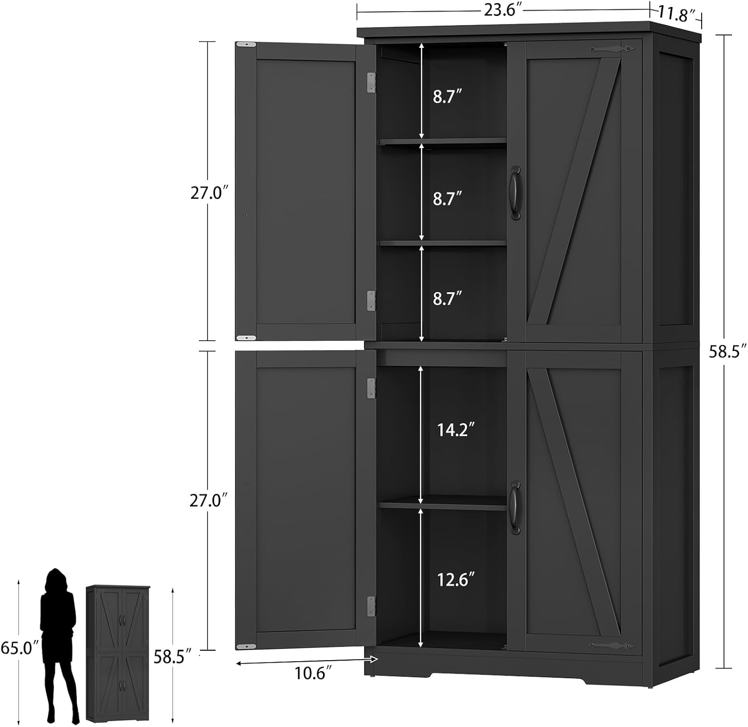 Detalle de TEENFON Storage Cabinet, 58.5-Inch