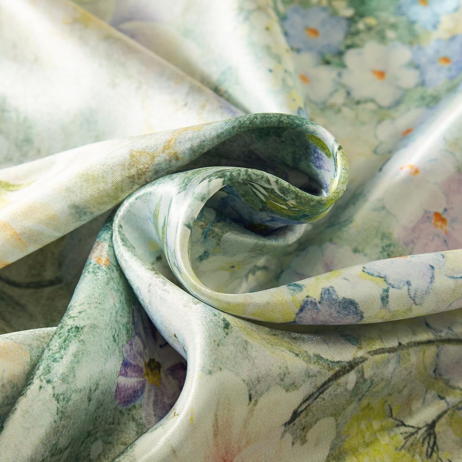 Thumbnail 6 de DuShow Green Floral Satin Duvet Cover Set, 3 Pieces (Double) – 200 x 200 cm