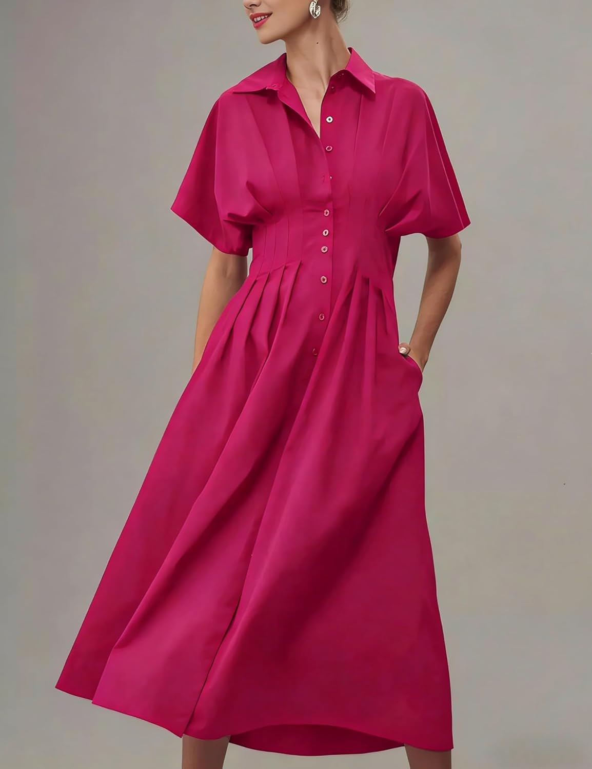 Thumbnail 1 de Yeokou Shirt Dress for Women: Casual Maxi with Pockets