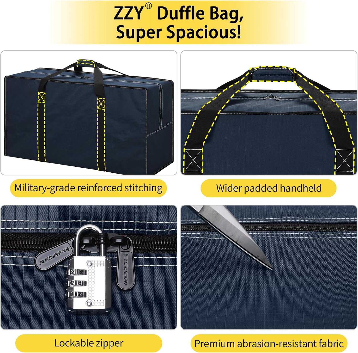 Thumbnail 2 de 130L Extra Large Duffle Bag – 35 inch Holdall, Heavy Duty, Water Resistant & Lockable