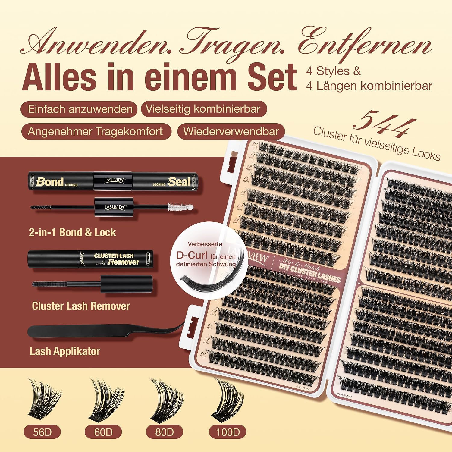 Detalle 2 de LASHVIEW Cluster-Wimpern-Set – DIY Volumen-Cluster-Wimpern 10–16 mm
