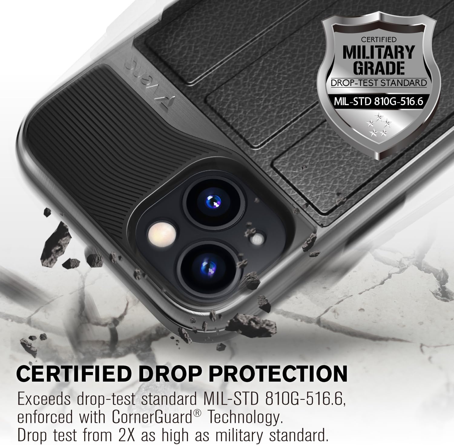 Thumbnail 4 de VENA vCommute for iPhone 15 Wallet Case (6.1-inch) with Kickstand, Military-Grade Drop Protection, Black