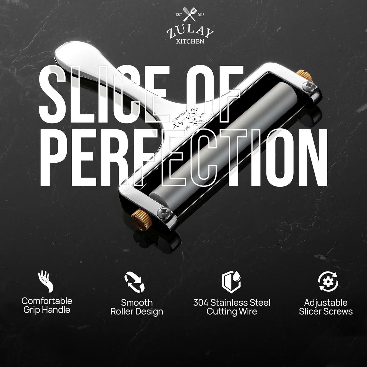 Thumbnail 5 de Zulay Kitchen Stainless Steel Wire Cheese Slicer with Adjustable Thickness and 2 Extra Wires