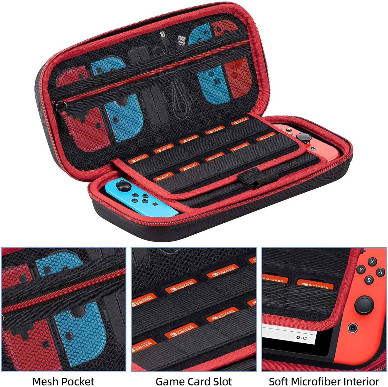 Detalle 1 de Carehabi Custodia per Nintendo Switch con organizer 19 giochi