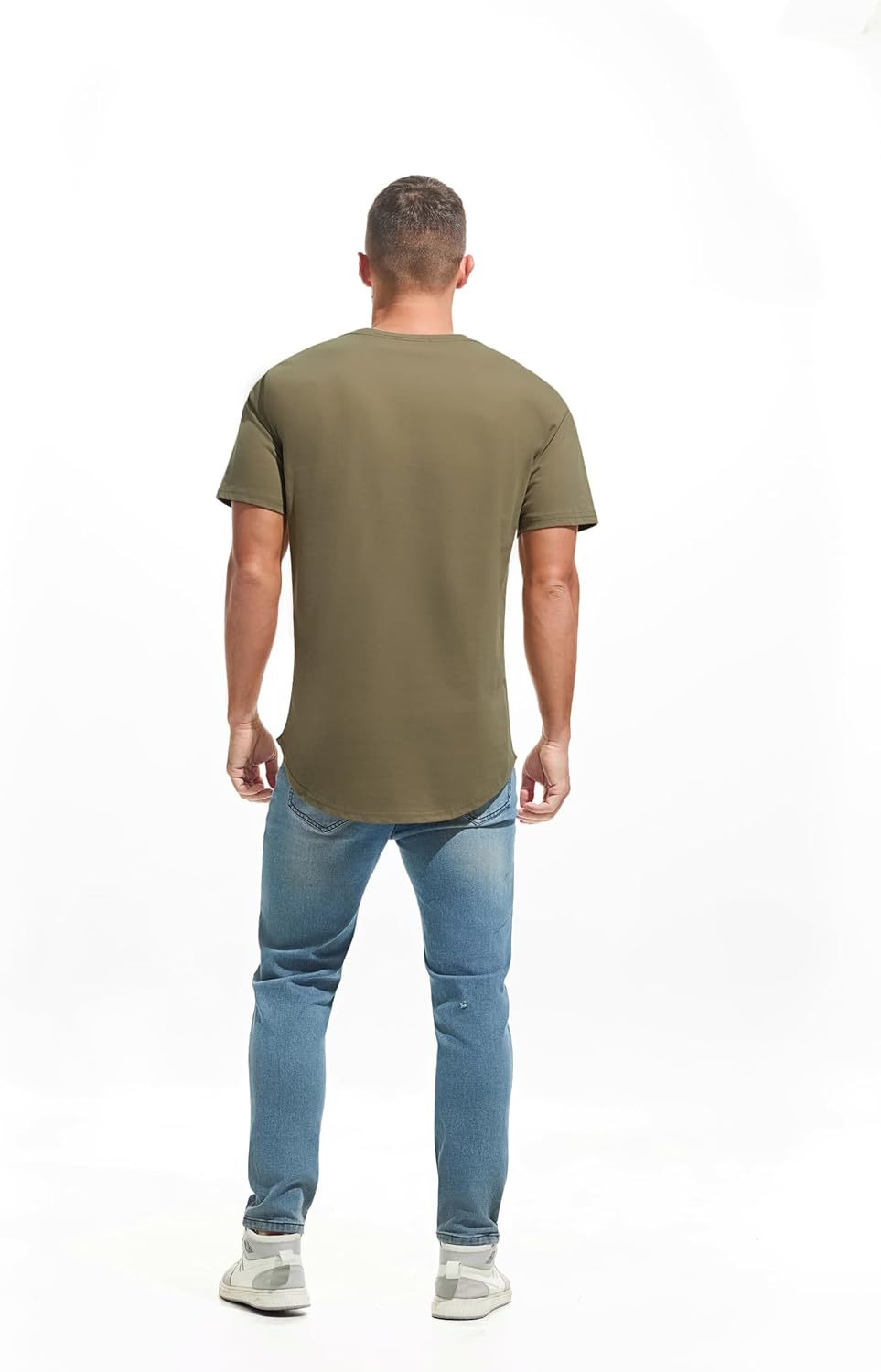 Thumbnail 2 de VEIISAR Herren Dickes Rundhals-T-Shirt aus 100% Baumwolle – Heavy Duty, Preshrunk, Longline