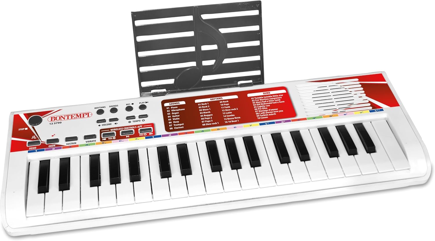 Detalle de Bontempi 15 3780 KeyRhythm: Tastiera Digitale compatta da 37 tasti con funzioni educative