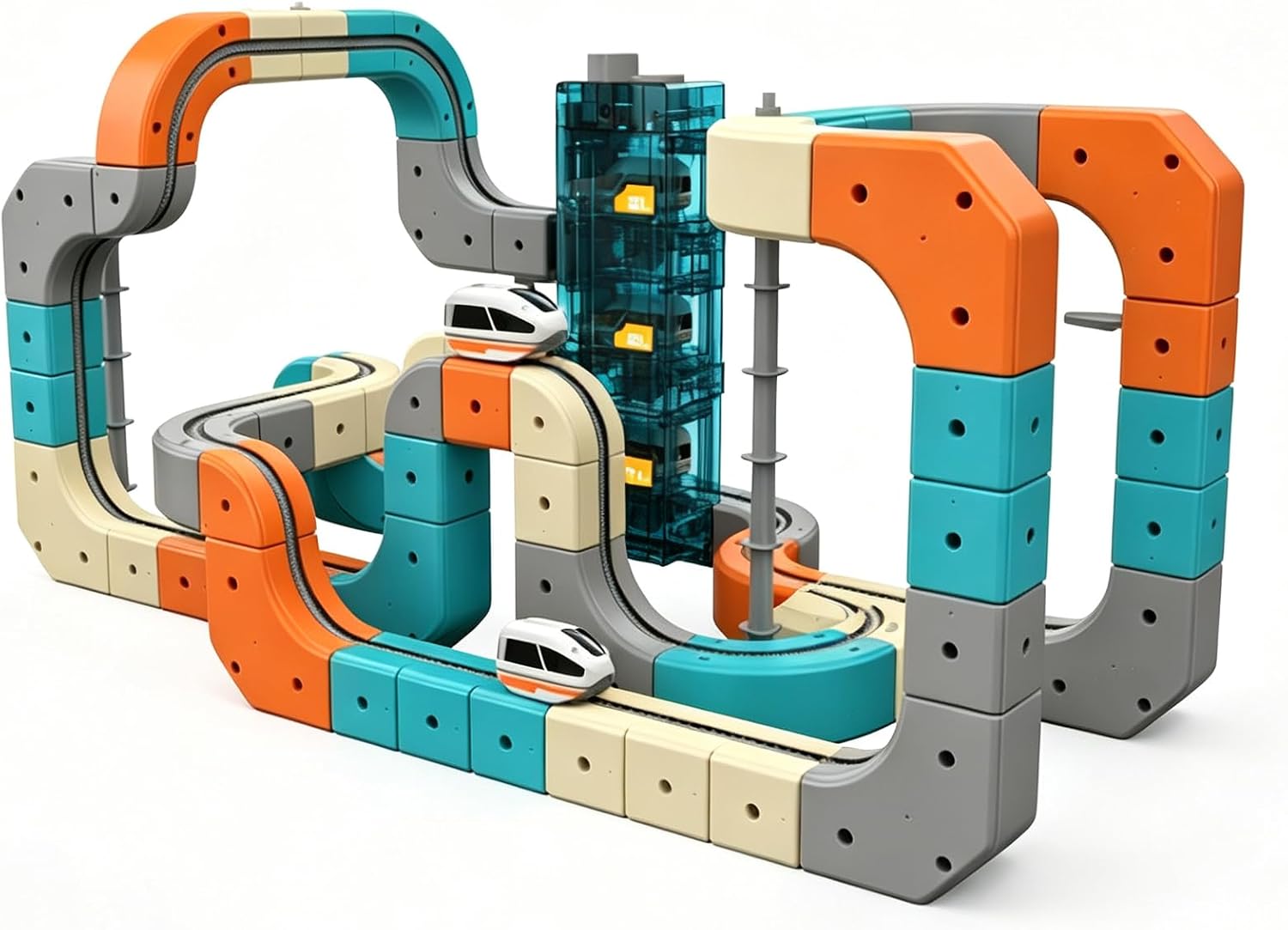 Detalle de Modular Cube Train Track Set, ABS