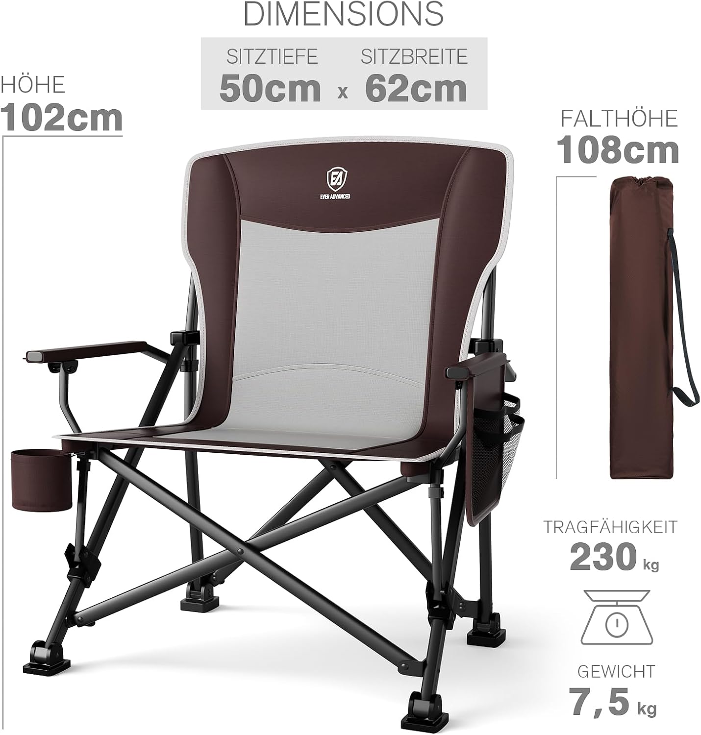 Detalle de EVER ADVANCED Campingstuhl 230 kg Belastbarkeit