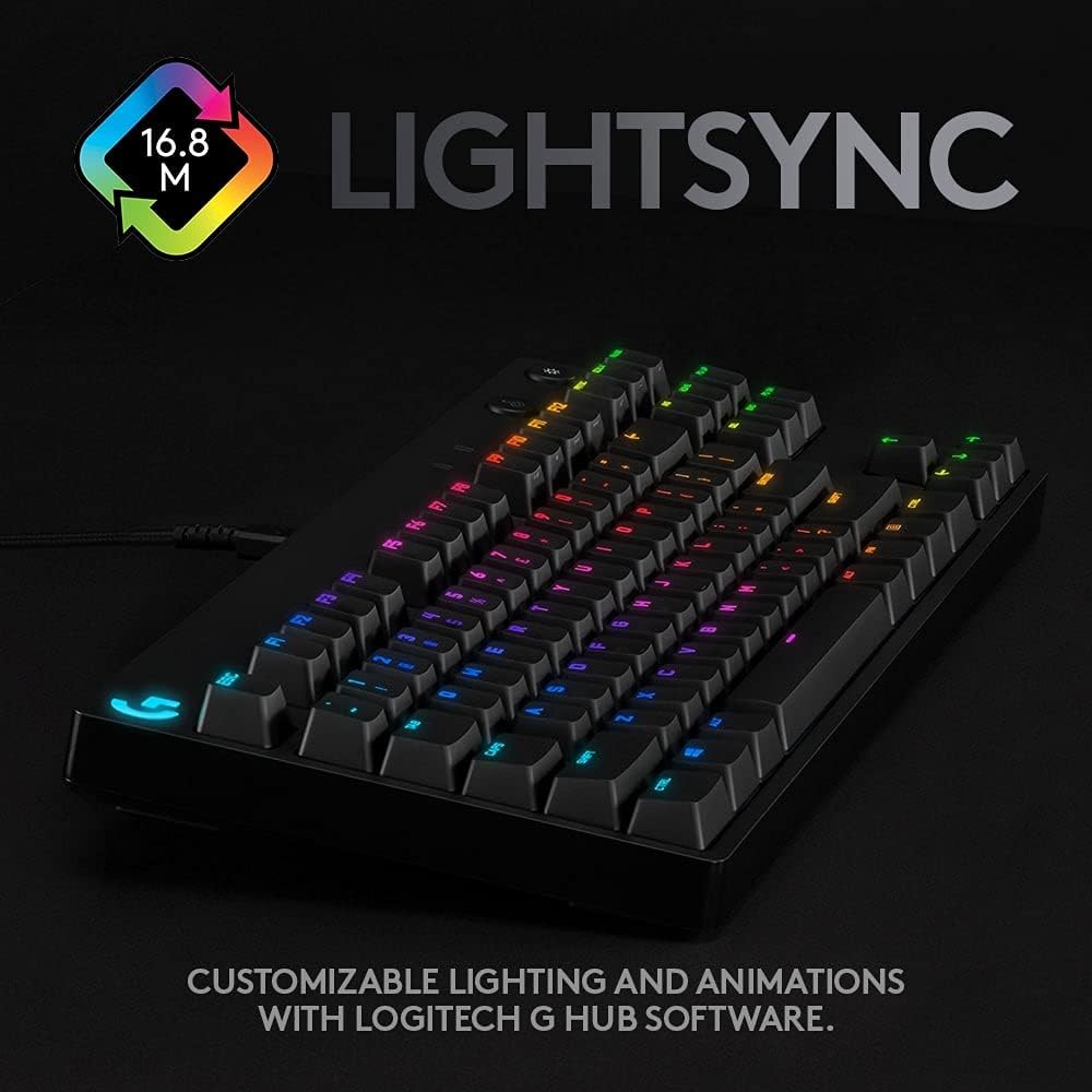 Detalle de Logitech G PRO Mechanical Gaming Keyboard (Tenkeyless) with GX Blue Clicky Switches & LIGHTSYNC RGB – QWERTY UK, Black