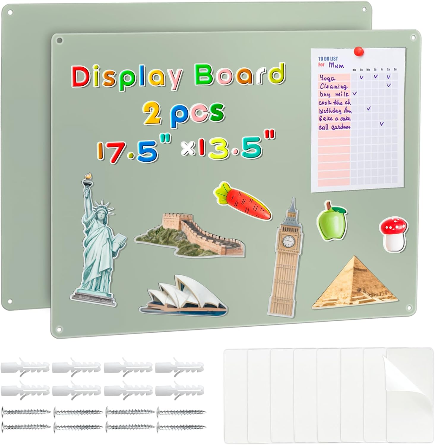 Detalle de MAXECHO 2-Pack Sage Green Magnetic Bulletin Boards, 17.5 x 13.5 in