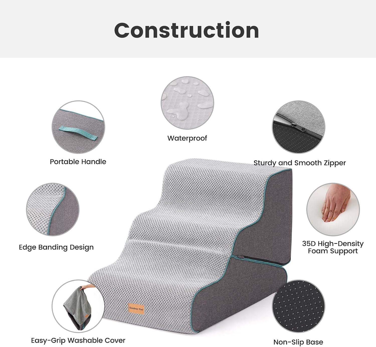 Detalle 2 de Gardner Pet 2-in-1 Dog Steps 3-step Grey