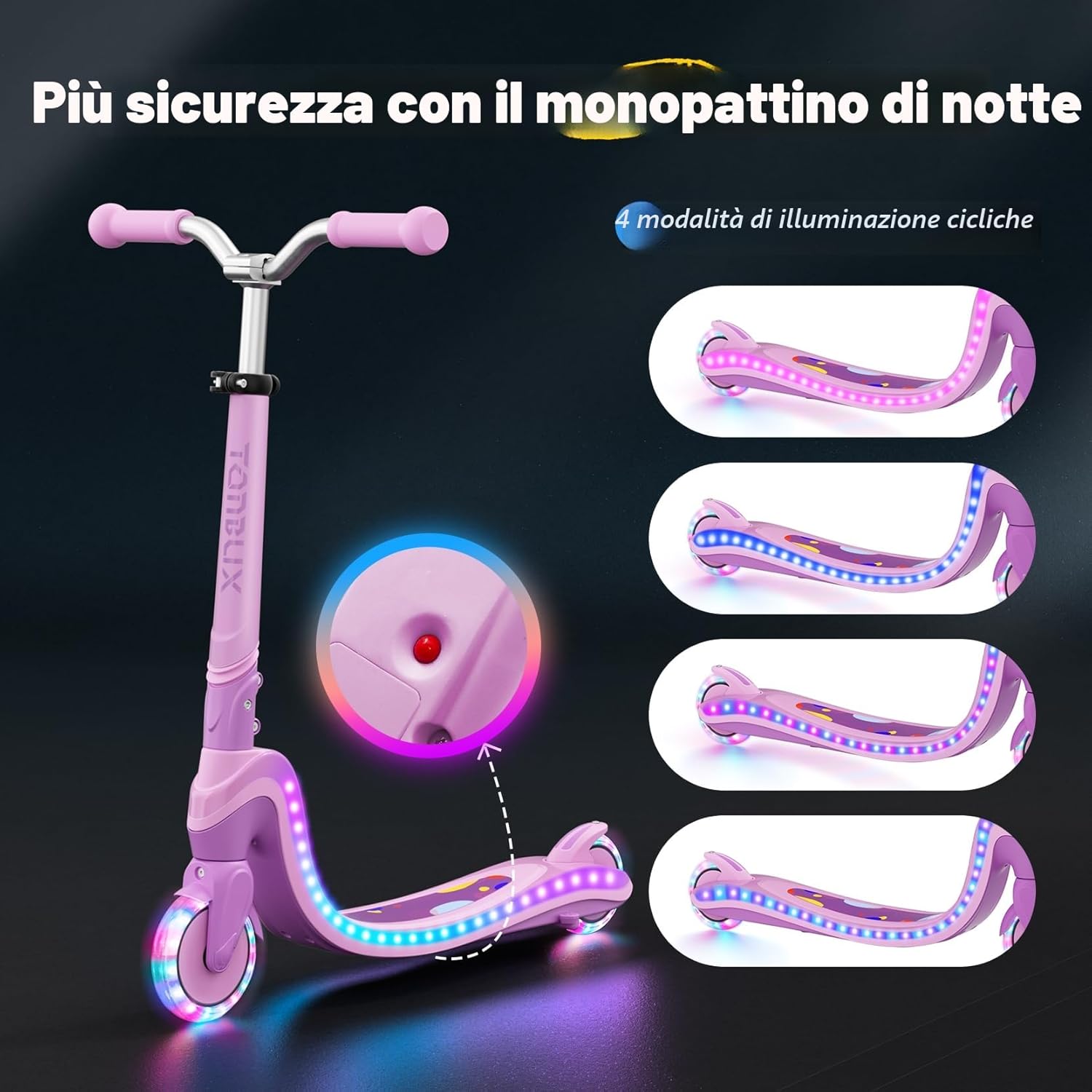 Thumbnail 2 de TONBUX Monopattino per Bambini 3–12 Anni con Ponte Illuminato e Ruote in PU, Altezza Regolabile e Leggero