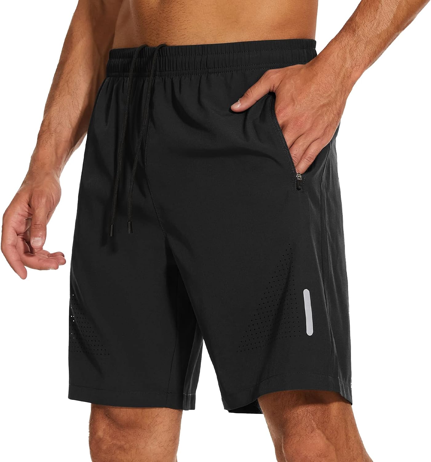 Detalle de YUTYTH Men's Gym Running Shorts: Breathable, Quick-Dry 7\" with Zipper Pockets