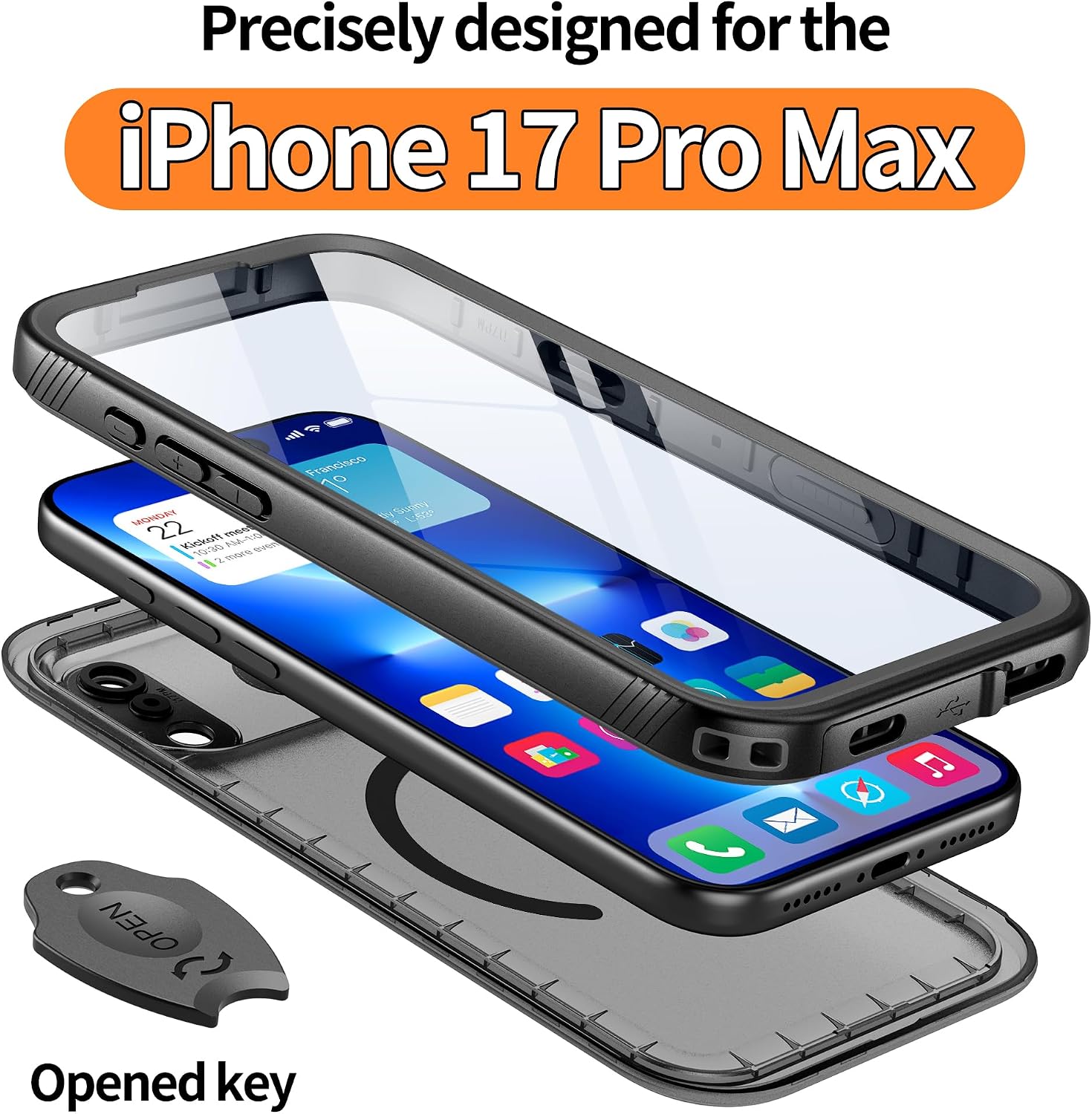 Thumbnail 1 de Cozycase TOP Full Waterproof 360 Military Case for iPhone 17 Pro Max – Black