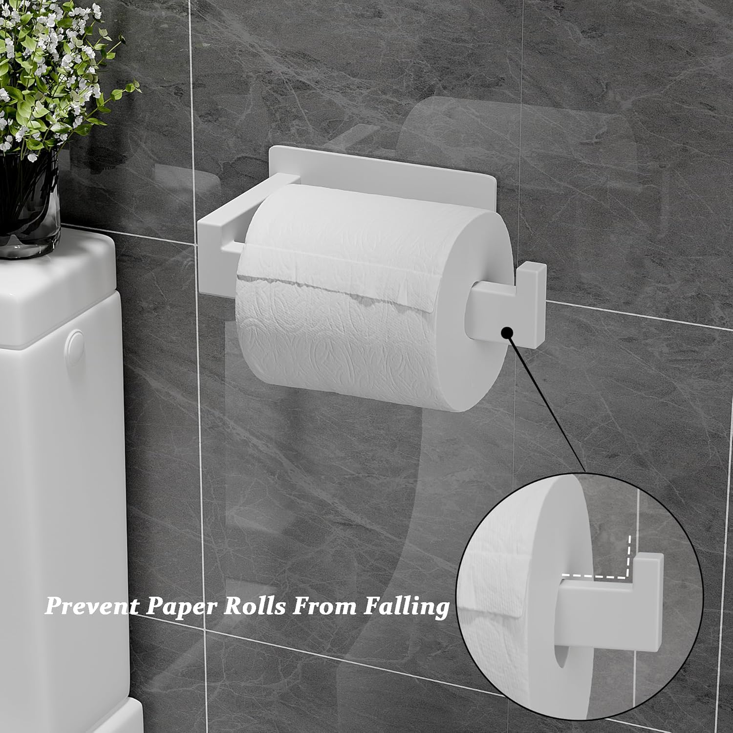 Thumbnail 2 de Eowihor selbstklebender Toilettenpapierhalter aus Edelstahl (ohne Bohren) – für Küche & Bad, weiß