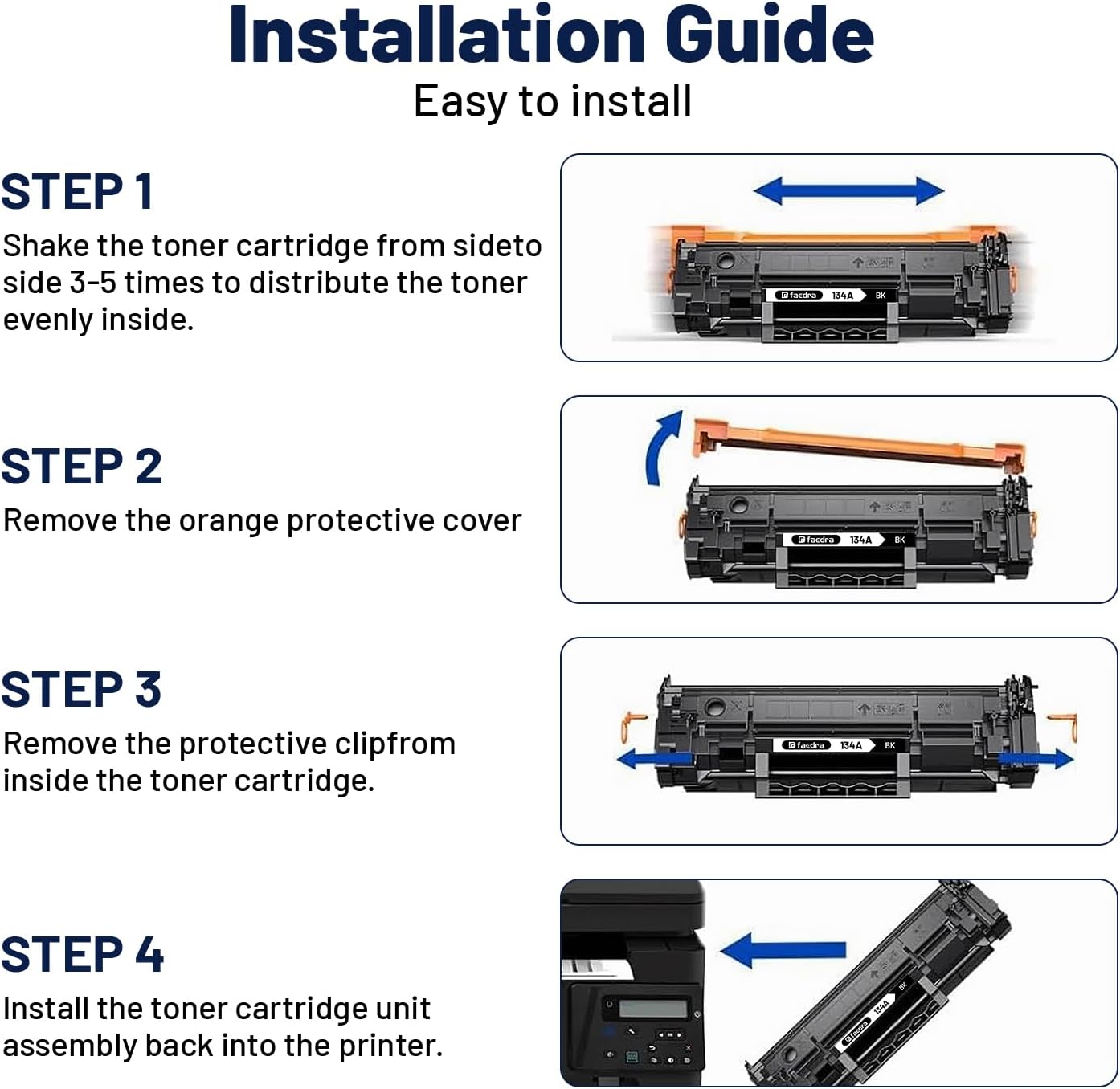Detalle 1 de Faedra 134A W1340A Compatible Black Toner Cartridges, 2-Pack