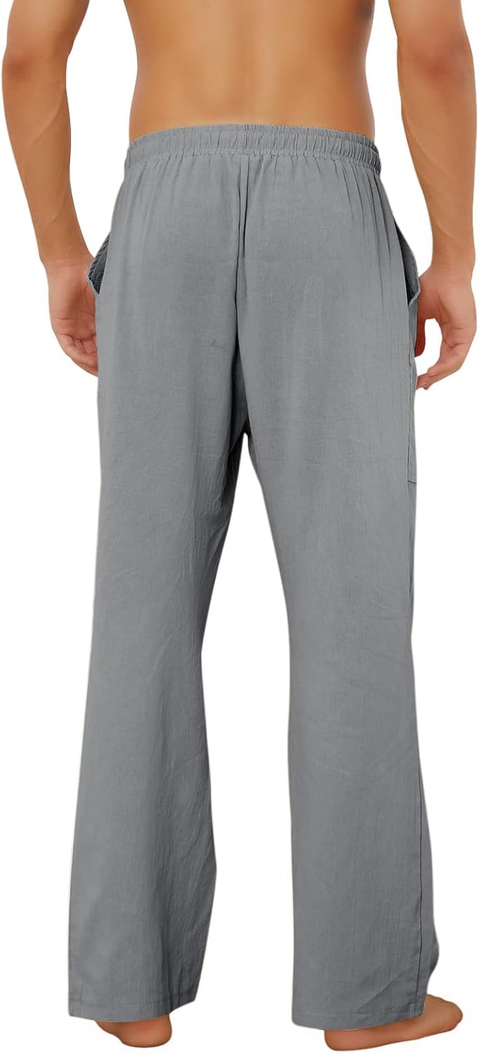 Thumbnail 5 de Puimentiua Cotton Linen Pants for Men – Casual Loose Fit with Elastic Drawstring Waist