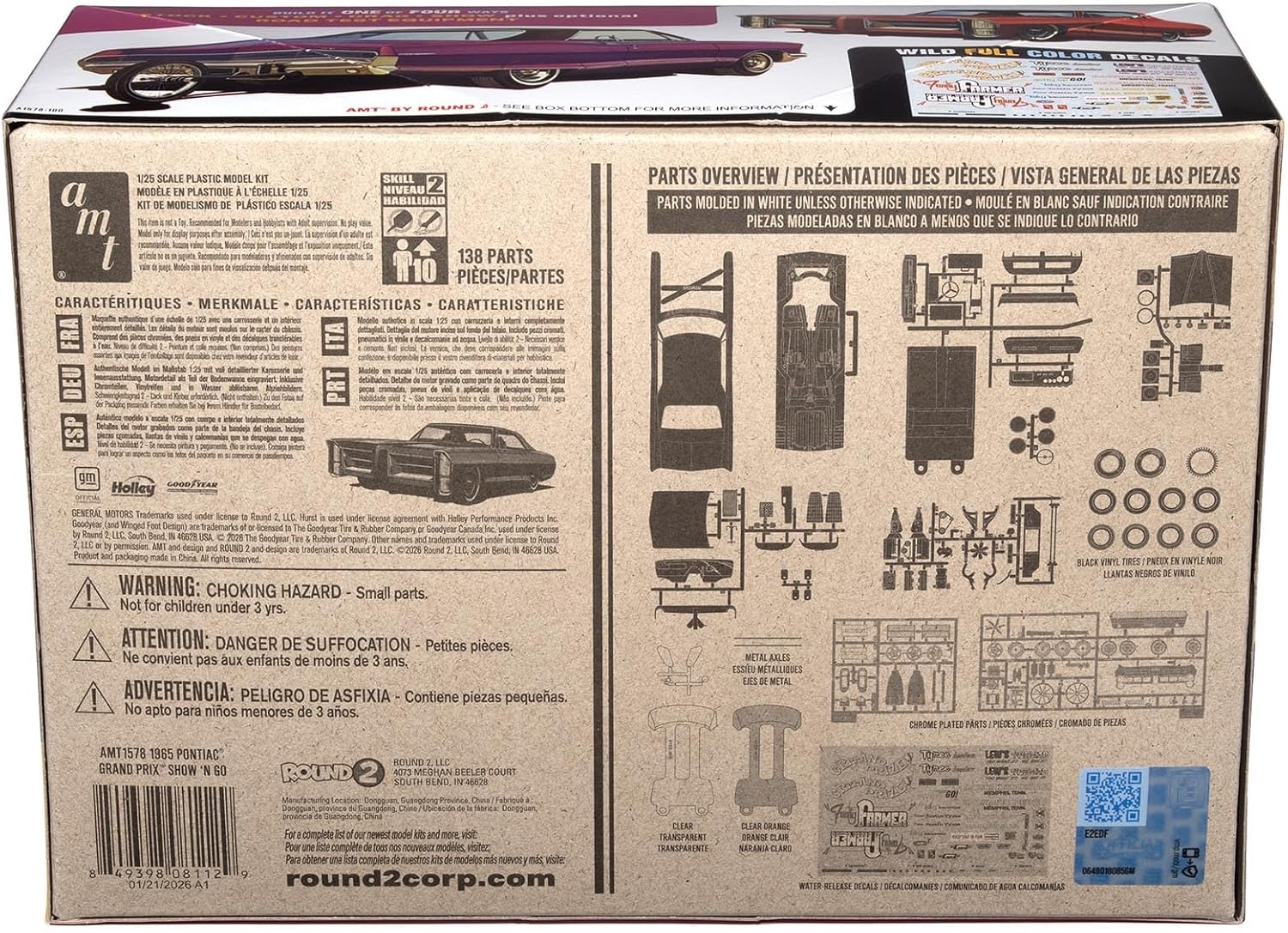 Detalle de AMT 1965 ポンティアック グランプリ ショーアンドゴー 1:25スケールモデルキット、4種の組み立て仕様