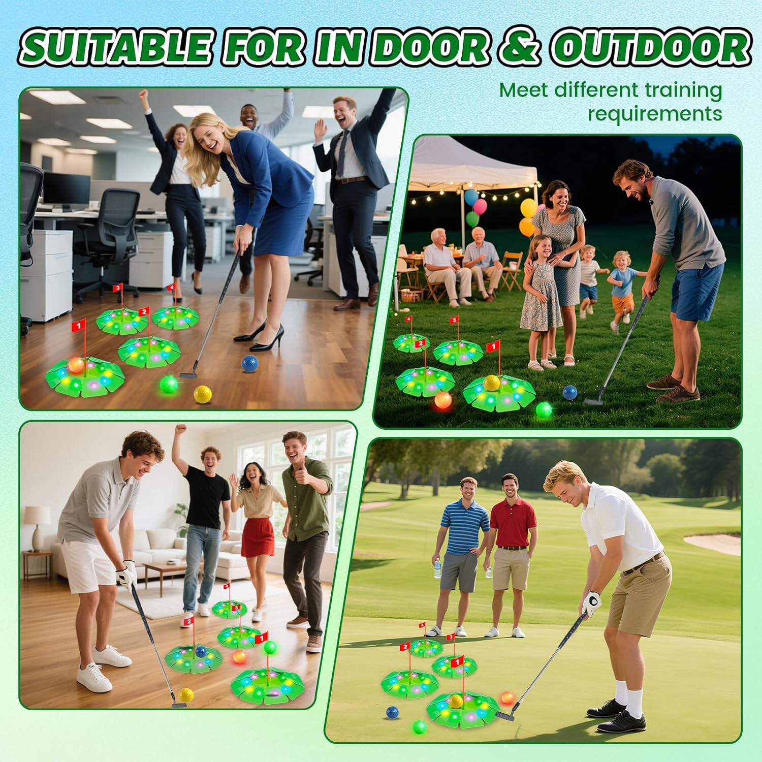 Detalle 2 de VATOS Light Up Golf Putting Game Set with 4 LED Holes and Extendable Putter
