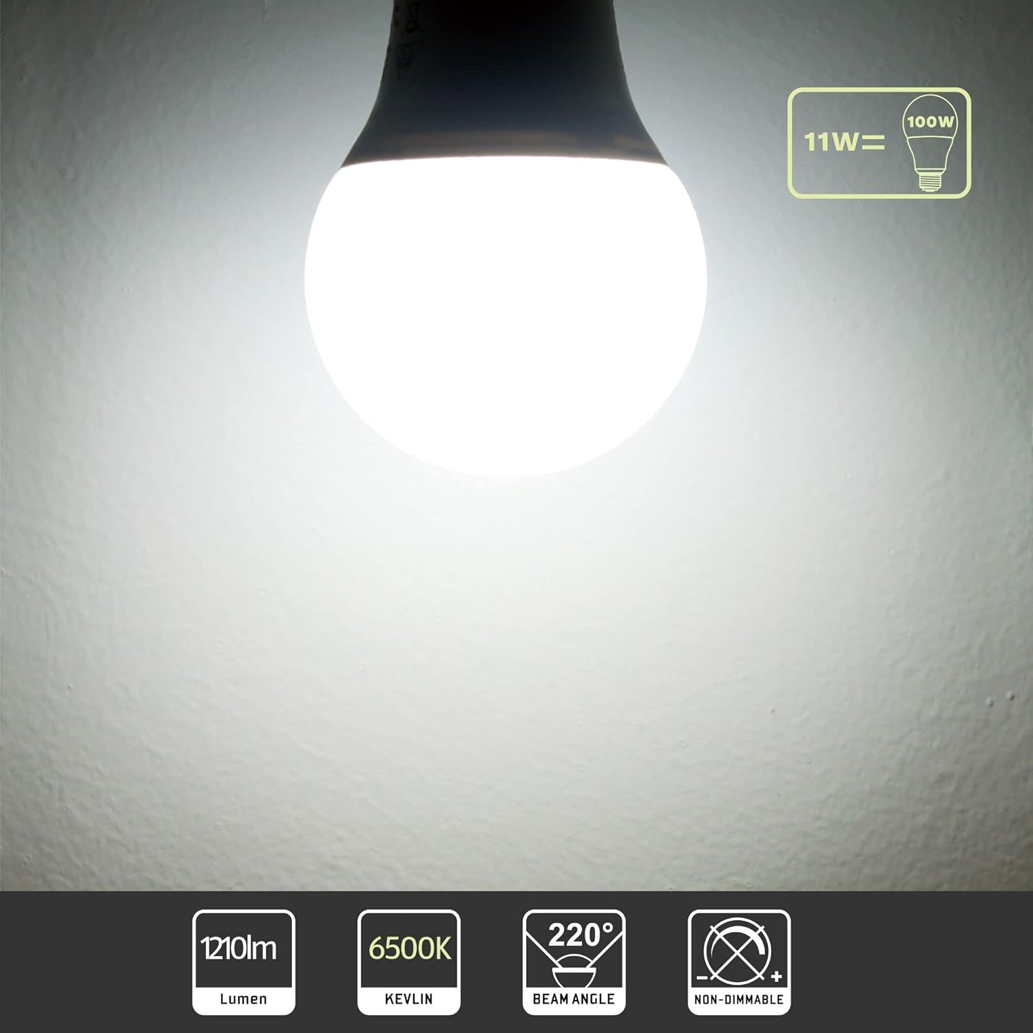 Thumbnail 6 de ROTTYI B22 Bayonet LED Bulbs 11W (100W Equivalent), 6500K Daylight, Pack of 6