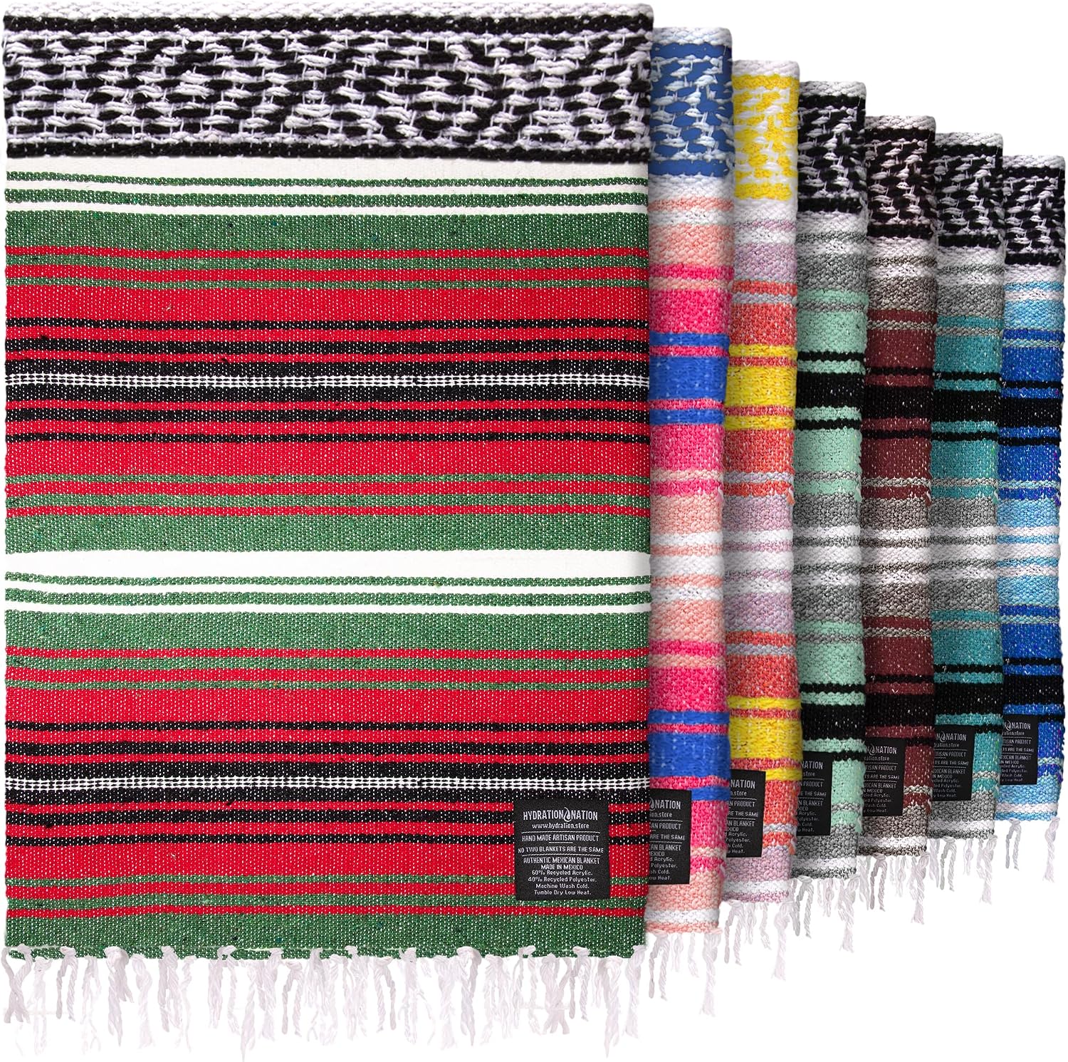 Detalle de Hydration Nation Mexican Blanket 70" x 50" Dragon Throw, Recycled Cotton