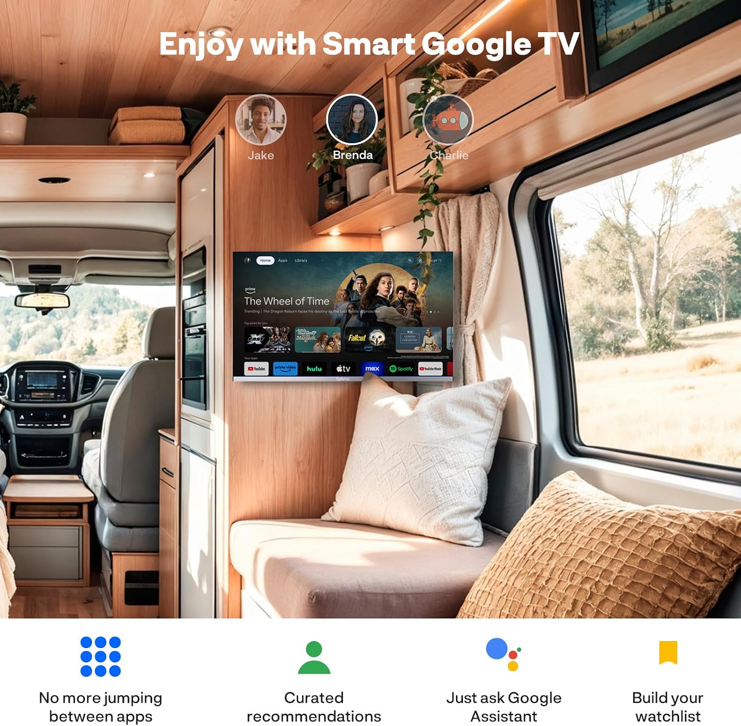 Detalle de SYLVOX 32-inch 12V RV Smart TV with Built-in DVD Player (Google OS, 1080p FHD, WiFi & Bluetooth)