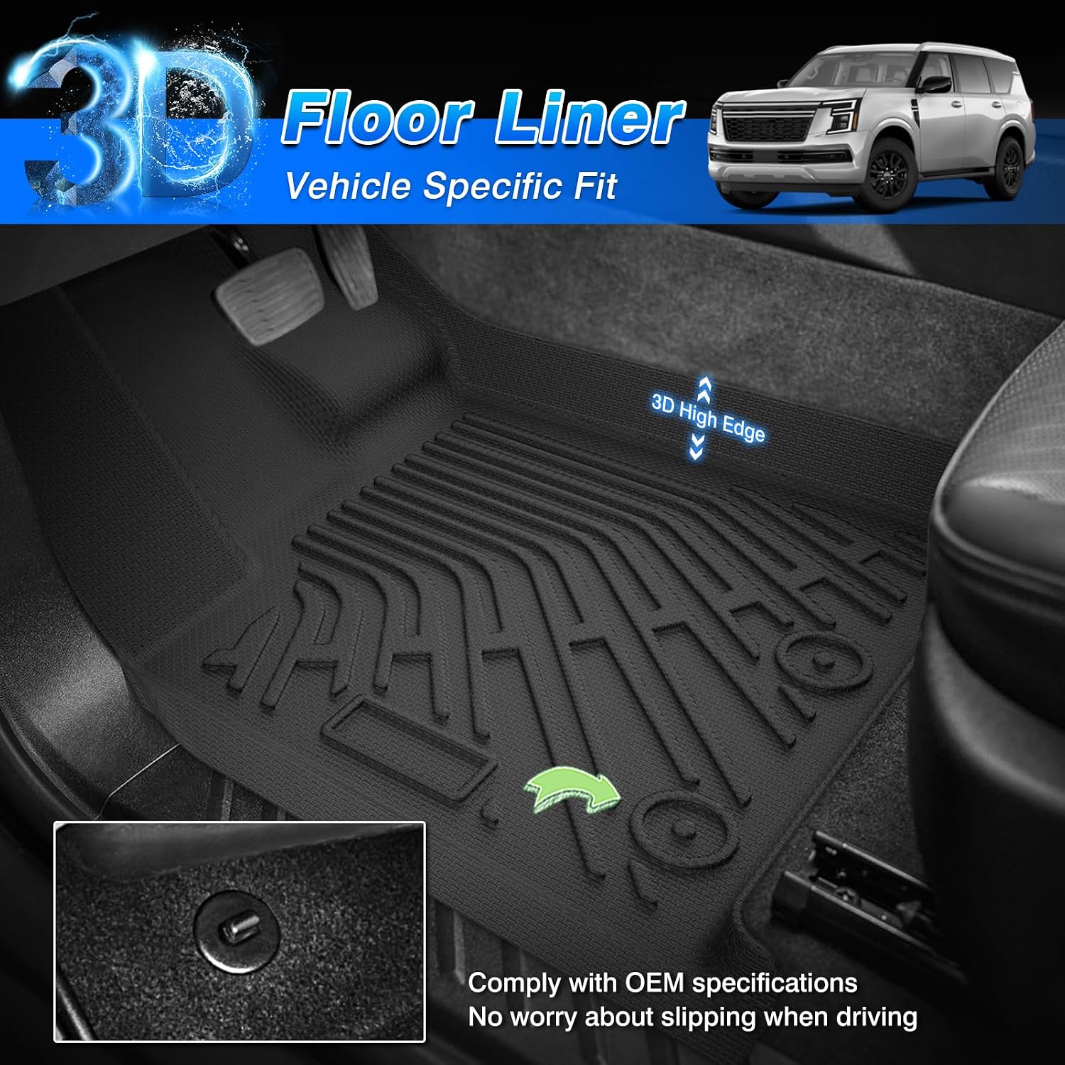 Thumbnail 1 de Cartist Floor Mats & Cargo Liner for Nissan Armada 2025 / Infiniti QX80 (8 Seats) - All-Weather, Custom Fit