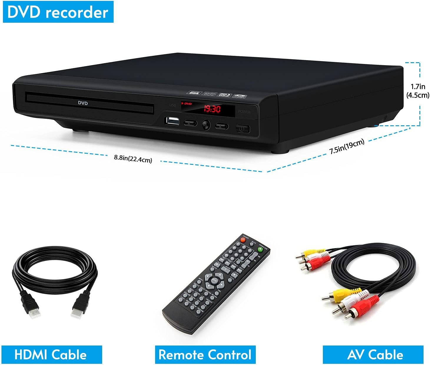 Thumbnail 6 de Full HD 1080p Upscaling DVD Player with HDMI Output (All-Region Free), USB Port, Remote & AV/HDMI Cable Included