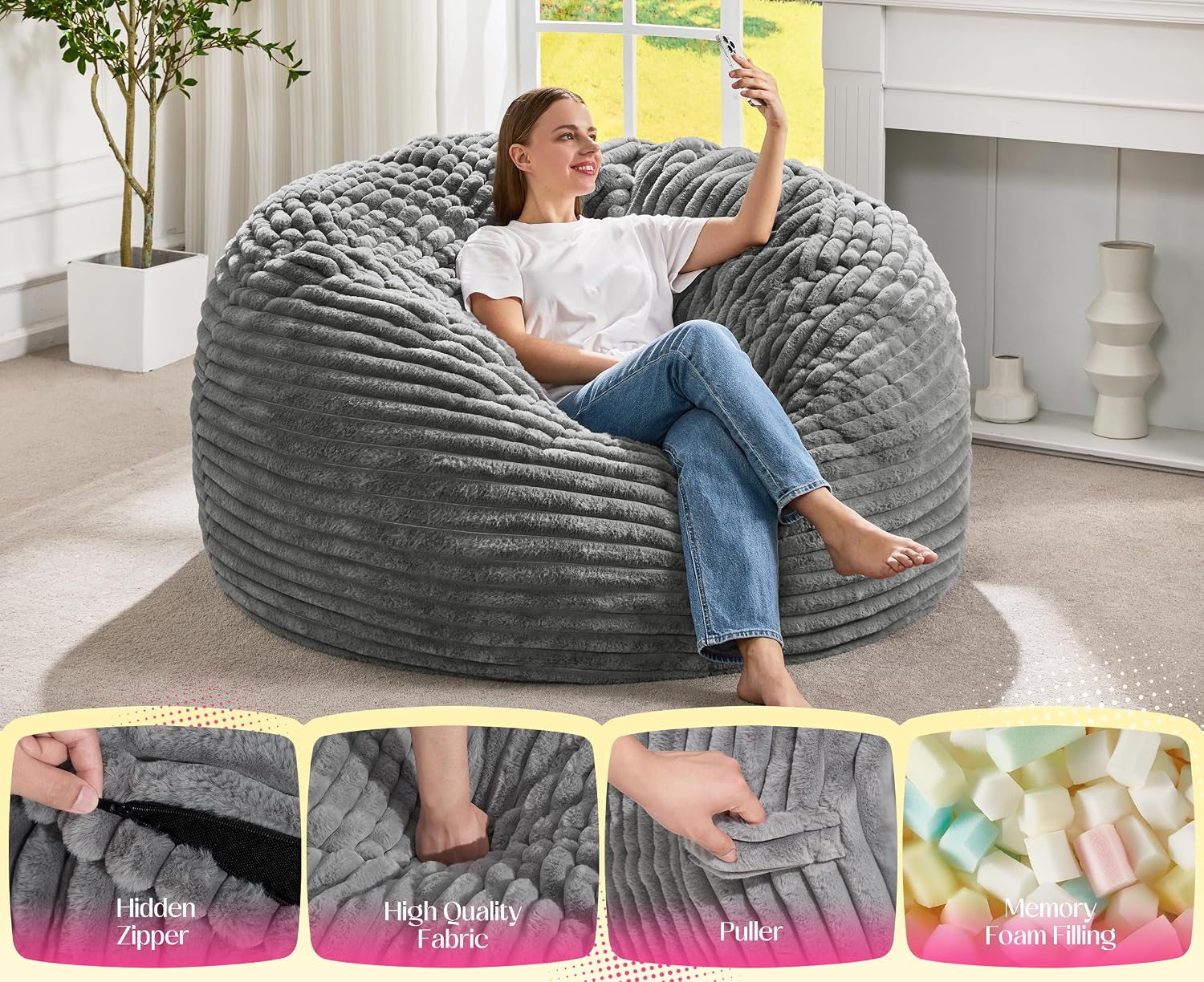 Thumbnail 4 de Hobestluk Bean Bag Chair, Queen Size