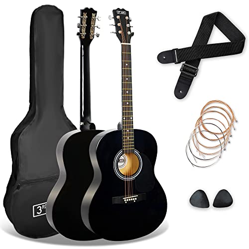 3rd Avenue Chitarra Acustica 4/4 Kit Principianti, Nero — tutto l’essenziale per iniziare