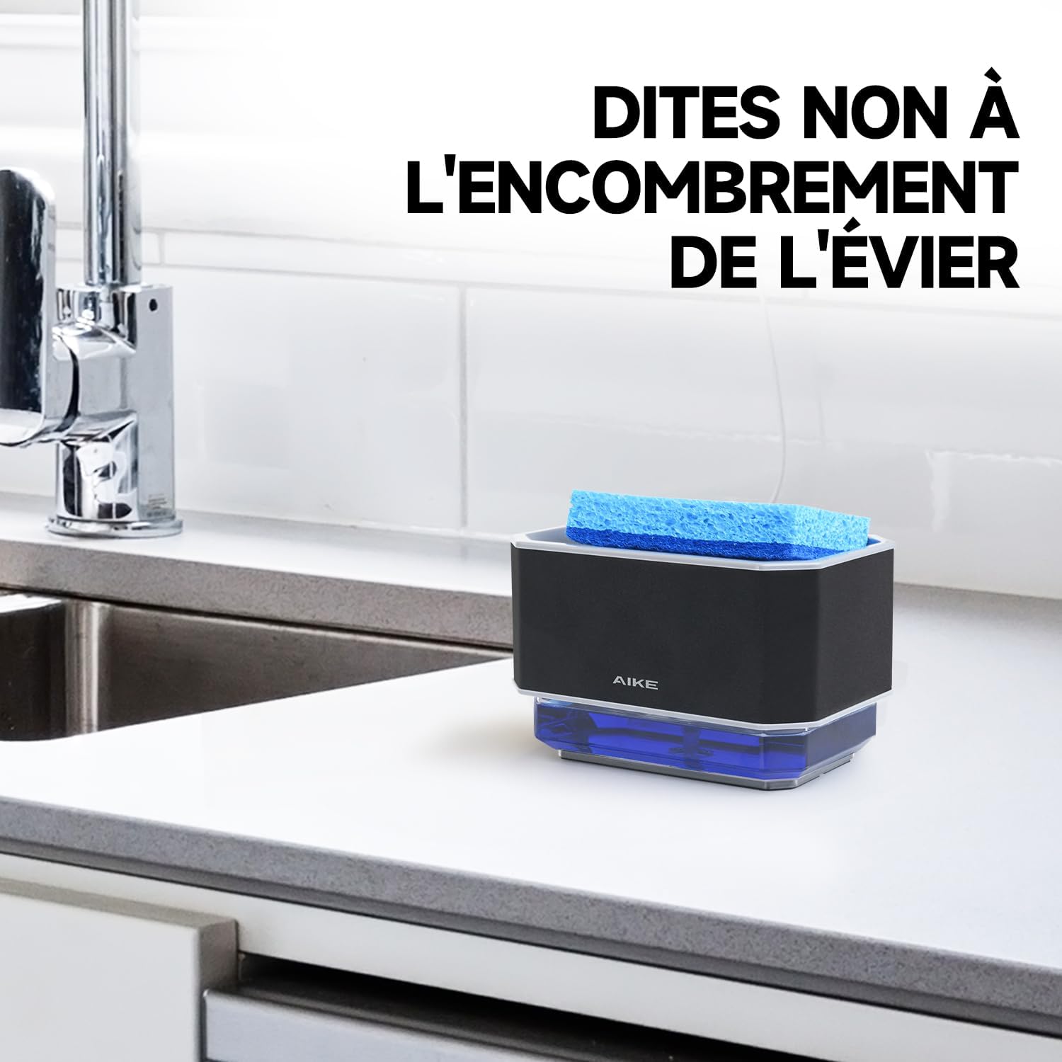 Thumbnail 3 de AIKE AK1061 240 ml – Distributeur savon cuisine en acier inoxydable, 2 en 1