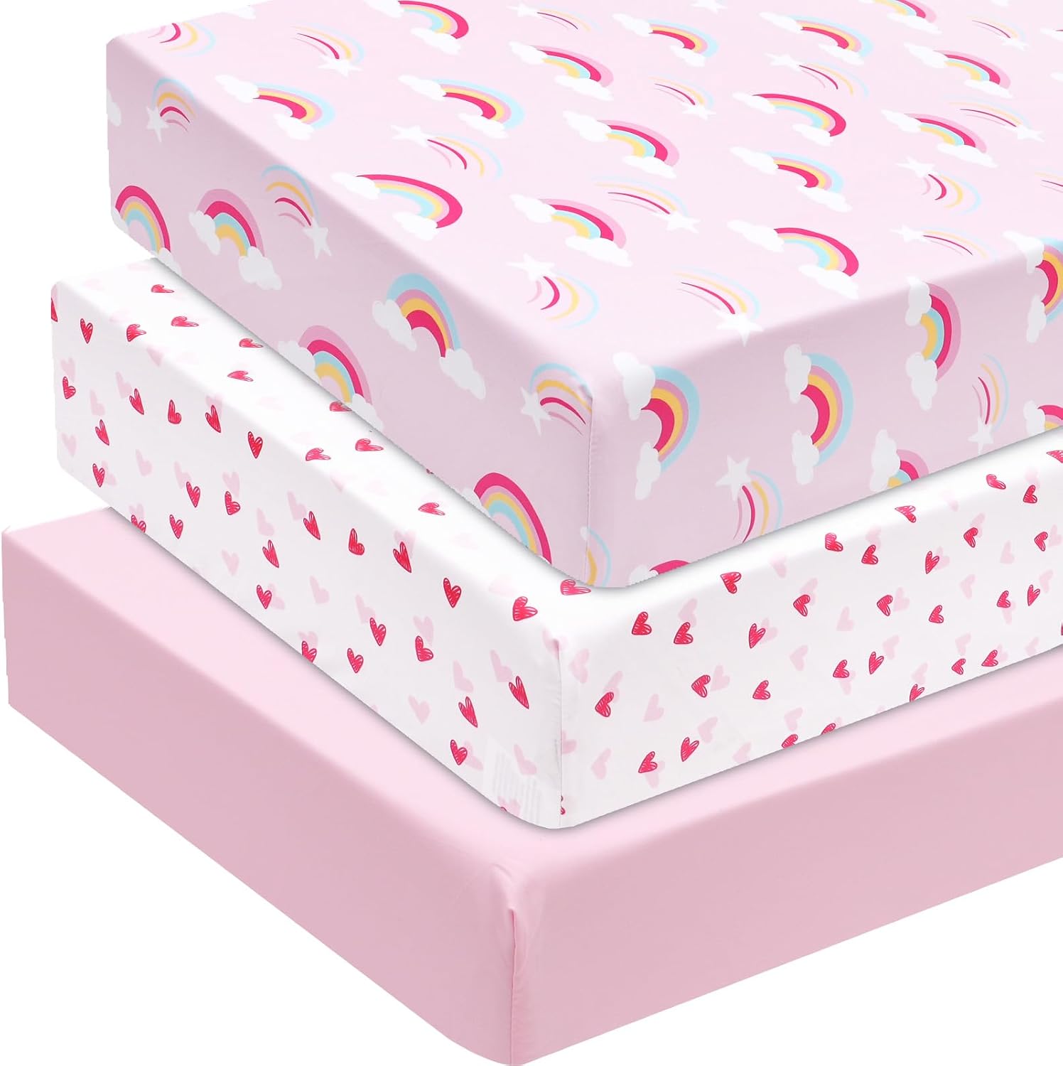 Detalle de david's kids 3 Pack Mini Crib Sheets — breathable baby sheets
