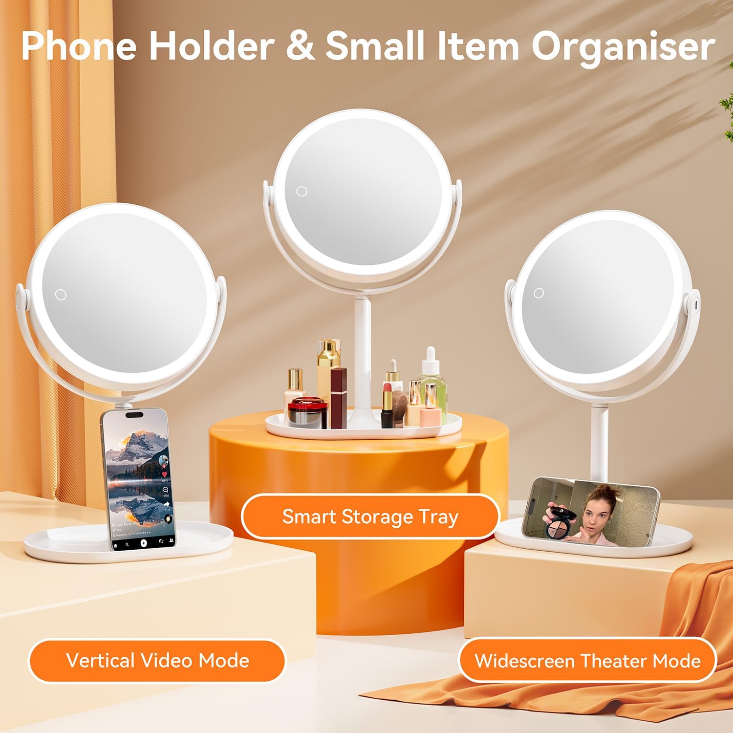 Thumbnail 6 de Auxmir 30X Magnifying Mirror with Light – 9'' Rechargeable Dual-Sided Vanity Mirror