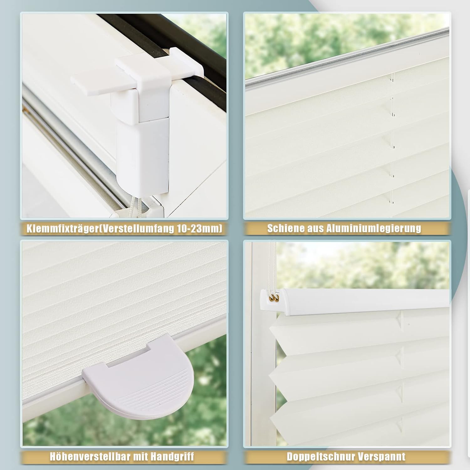 Detalle 2 de Buseu Plissee Klemmfix 35x100 cm – Mietfreundliches Plissee mit Klemmfix, Beige