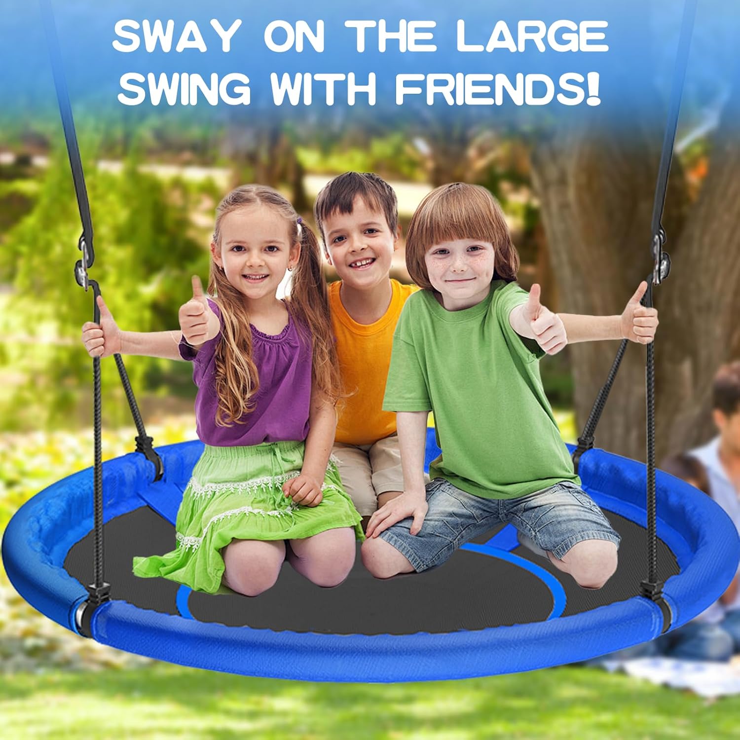 Detalle de 48-Inch Saucer Tree Swing for Kids and Adults — Large, Adjustable 700lb Capacity