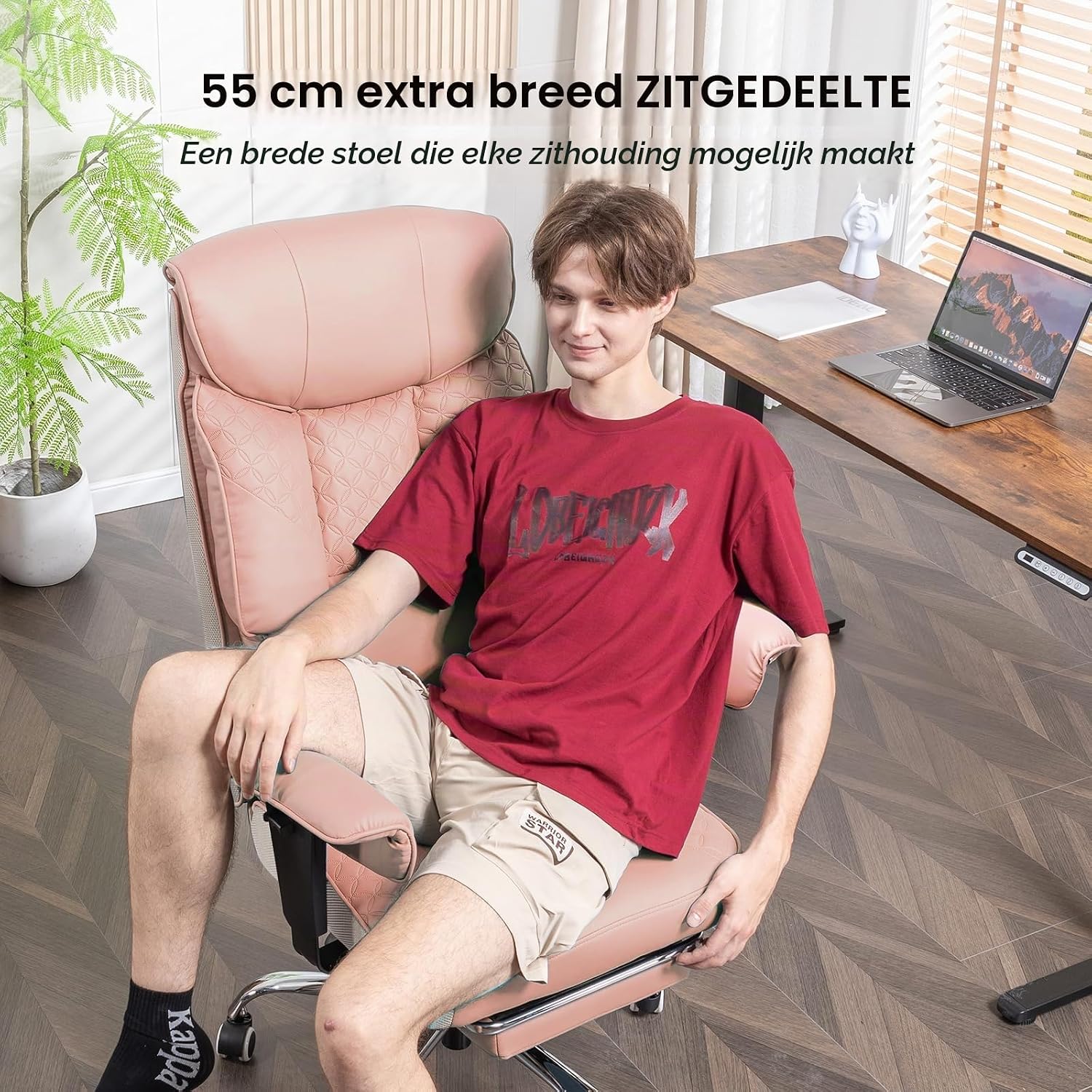 Detalle 1 de COMHOMA CH810 gamingstoel roze met 3D-zitkussen en voetensteun