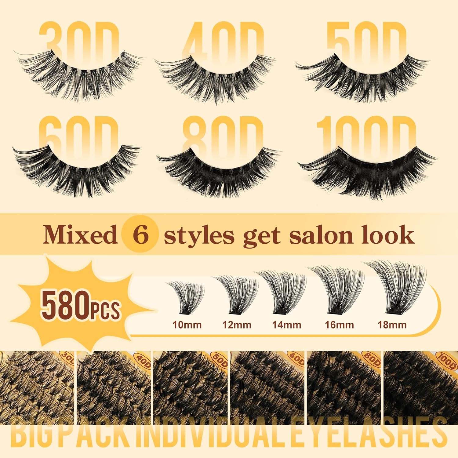 Thumbnail 5 de QUEWEL Wimpern-Extensions-Set – Gemischte Lash Clusters (10–18 mm) inkl. Bond, Seal & Pinzette