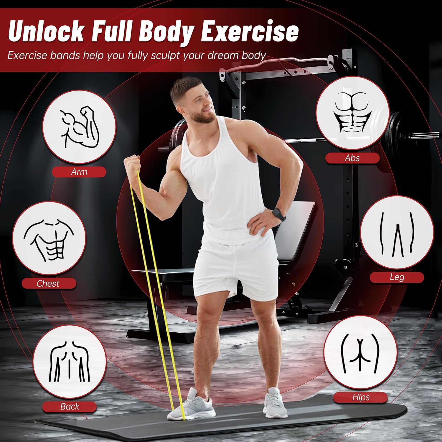 Detalle 2 de Resistance Bands for Working Out: 4-Level Pull Up Assistance Bands (5–85 lbs) for Full-Body Training