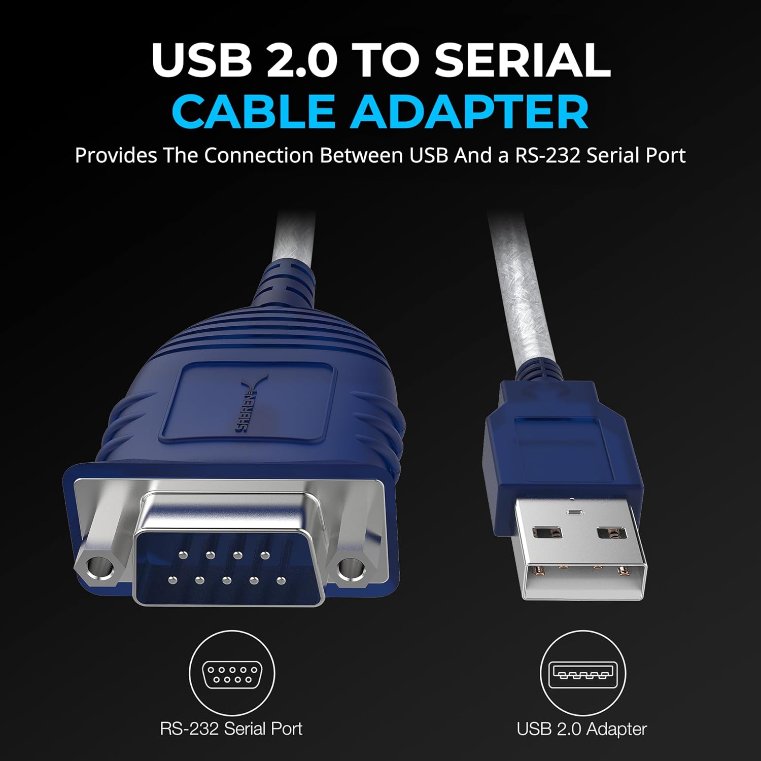 Thumbnail 1 de SABRENT USB to Serial DB9 RS-232 2.5 ft