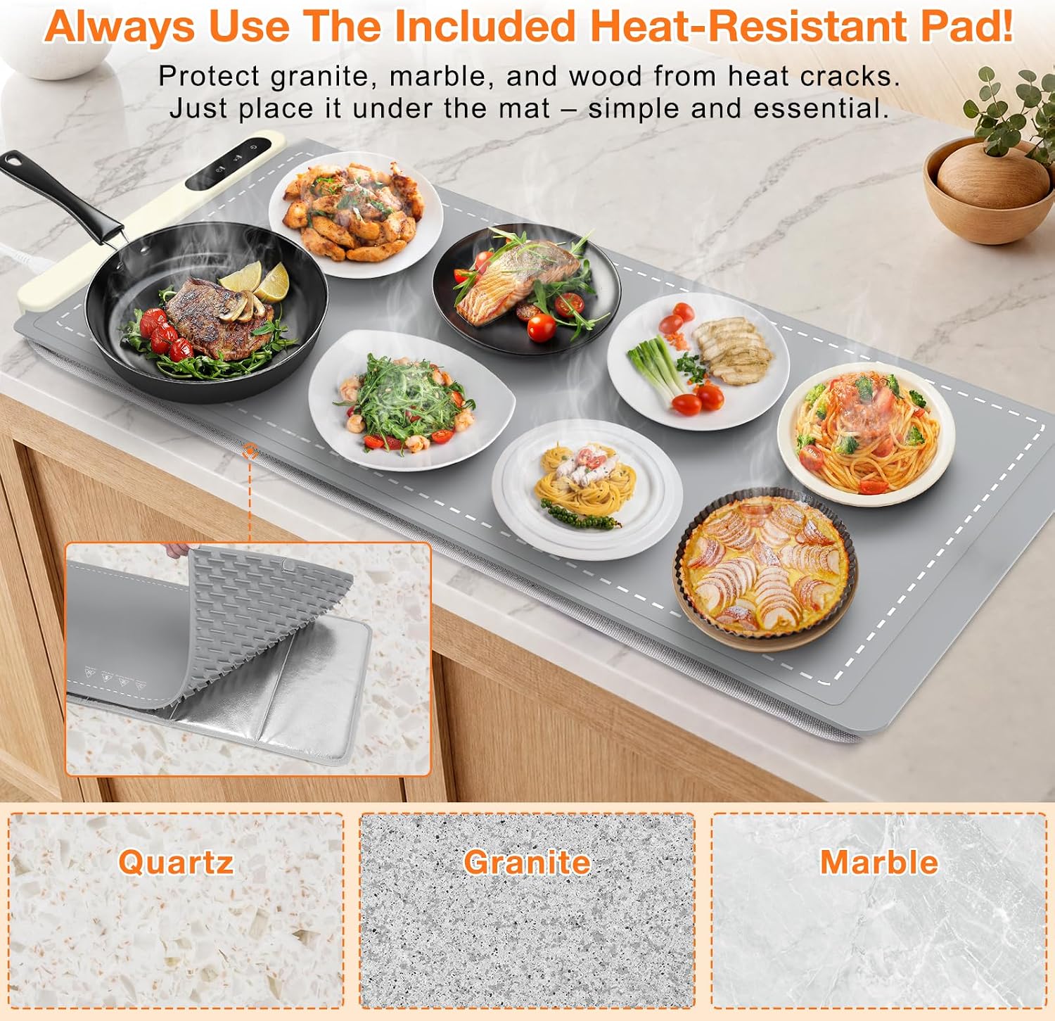 Detalle 2 de FYY Food Warming Mat, 7 Temperature Levels