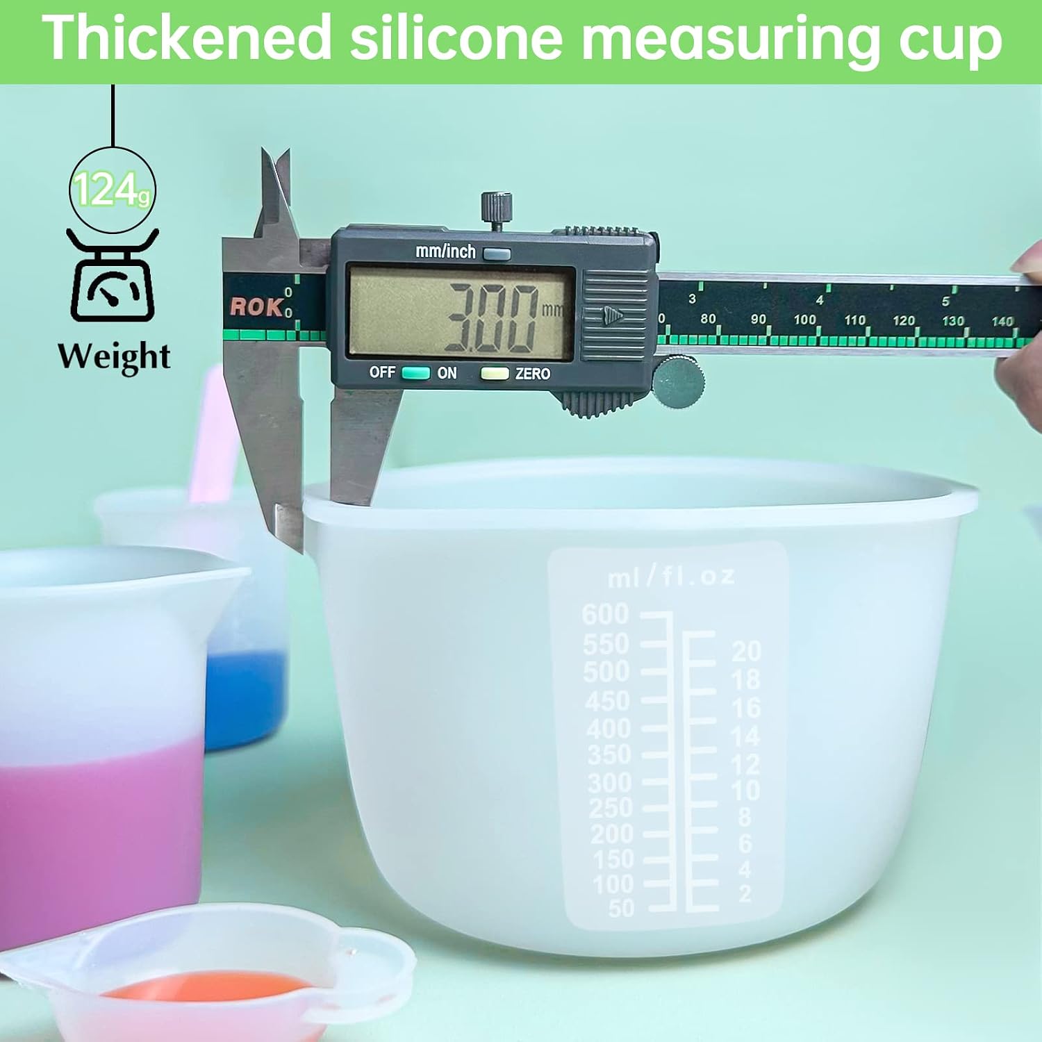 Detalle de Sjubaopen 600ml&100ml Silicone Measuring Cups for Resin, Epoxy & Baking