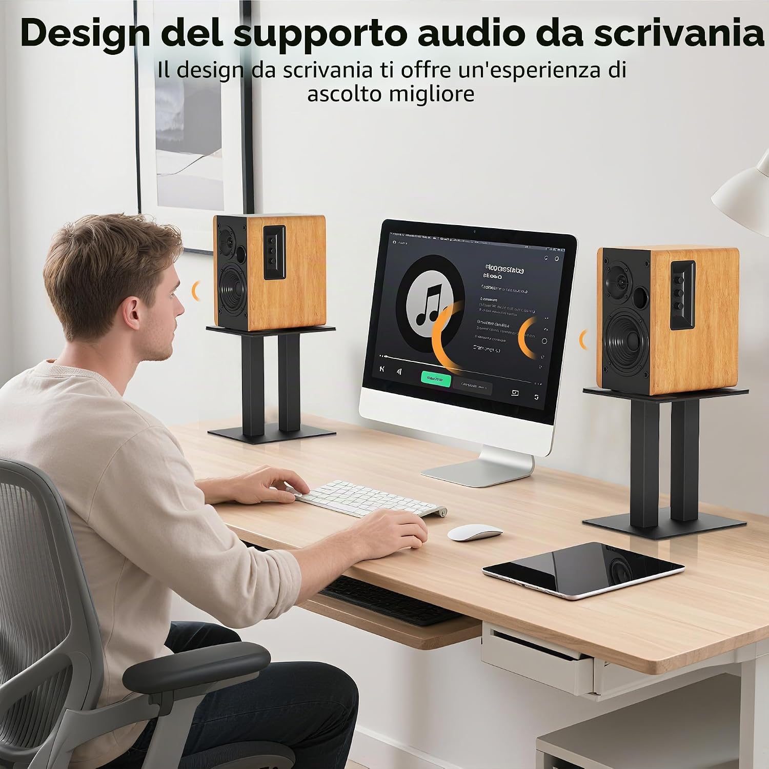Thumbnail 5 de OUUTMEE Supporto audio da scrivania, altezza 25 cm, metallo, coppia (grande)