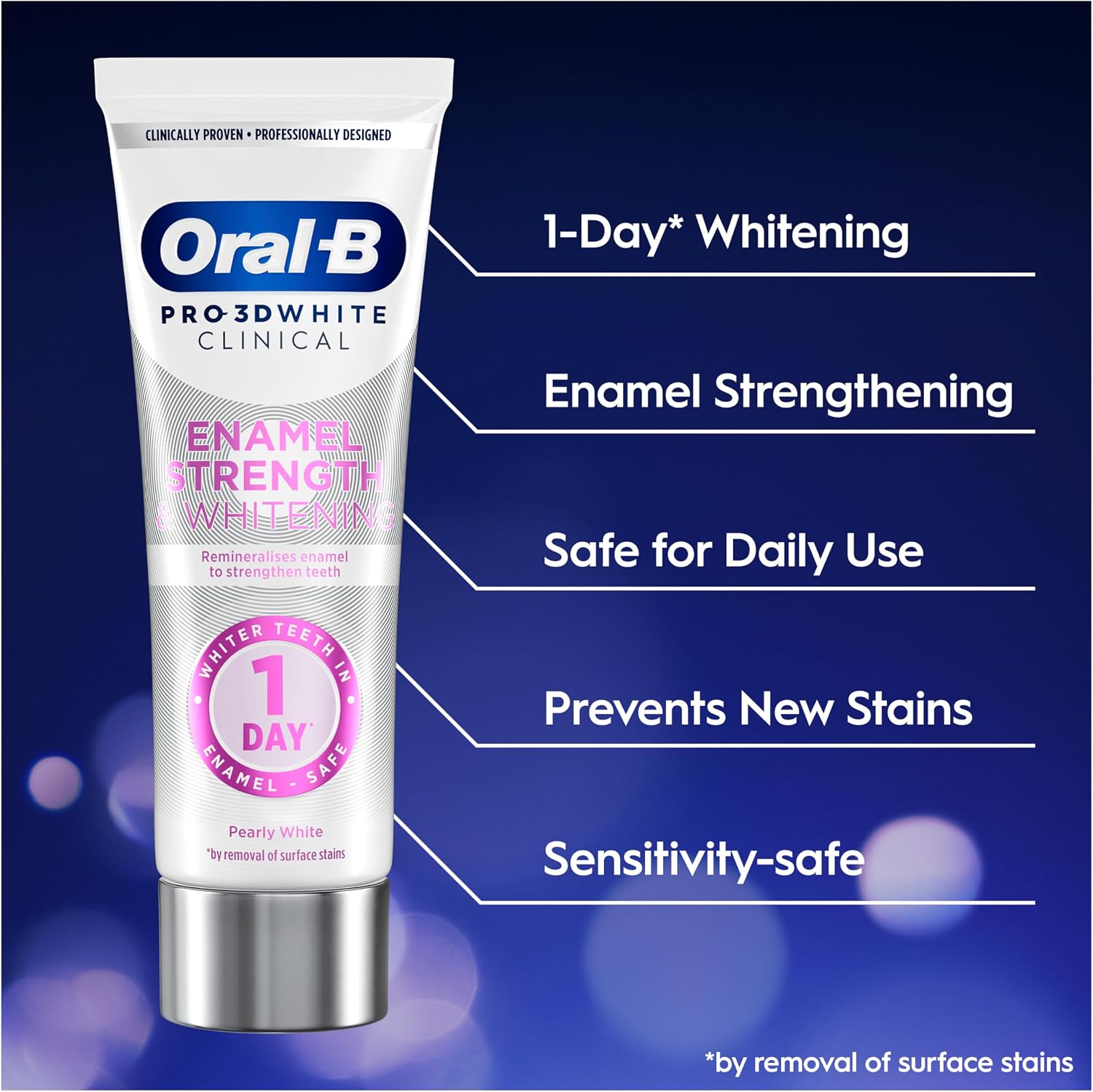Detalle 2 de Oral-B Pro 3D White Clinical: Enamel Strength & Whitening, 75ml