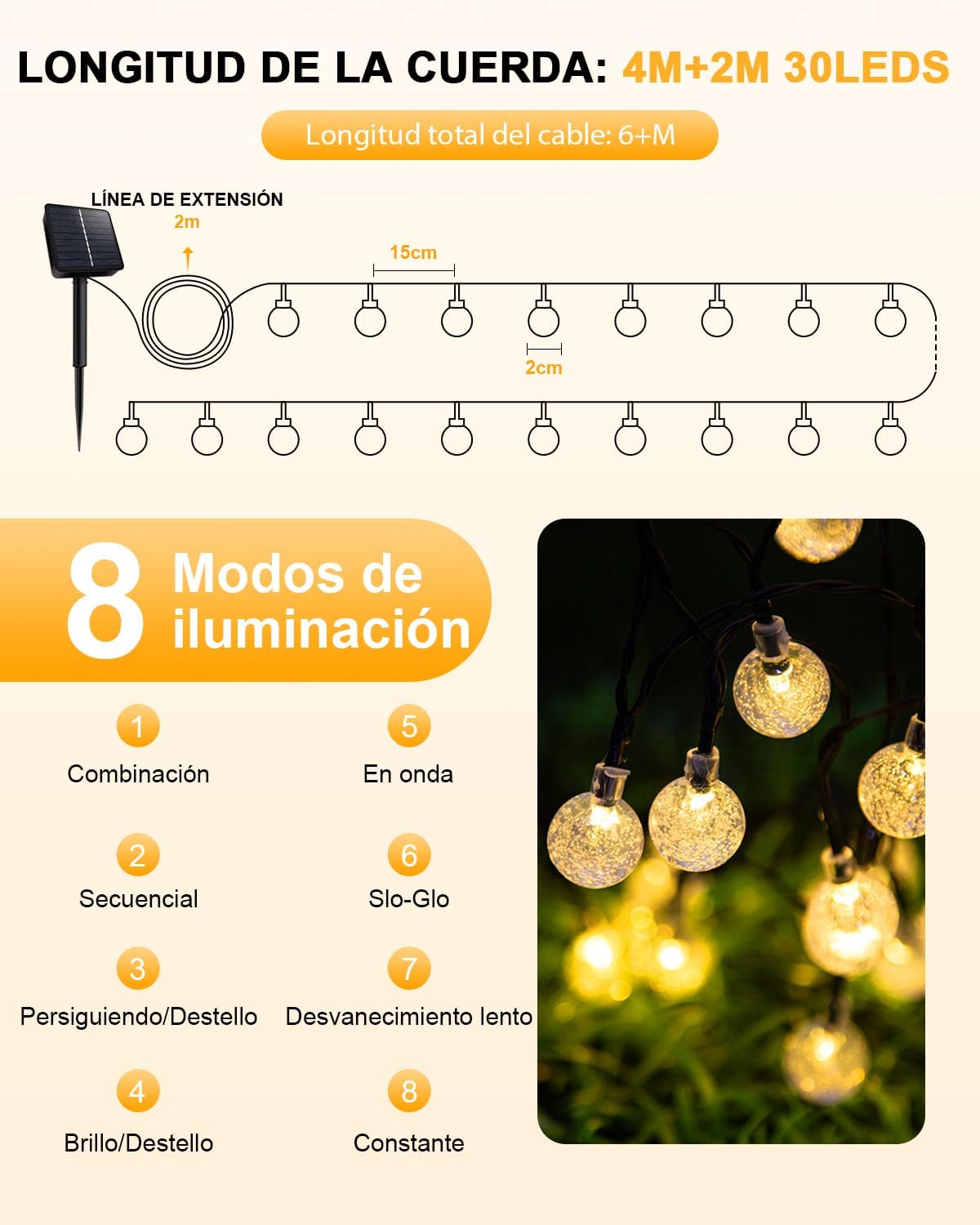 Thumbnail 1 de AdalyRoma Cadena solar 6 m con 30 bolas