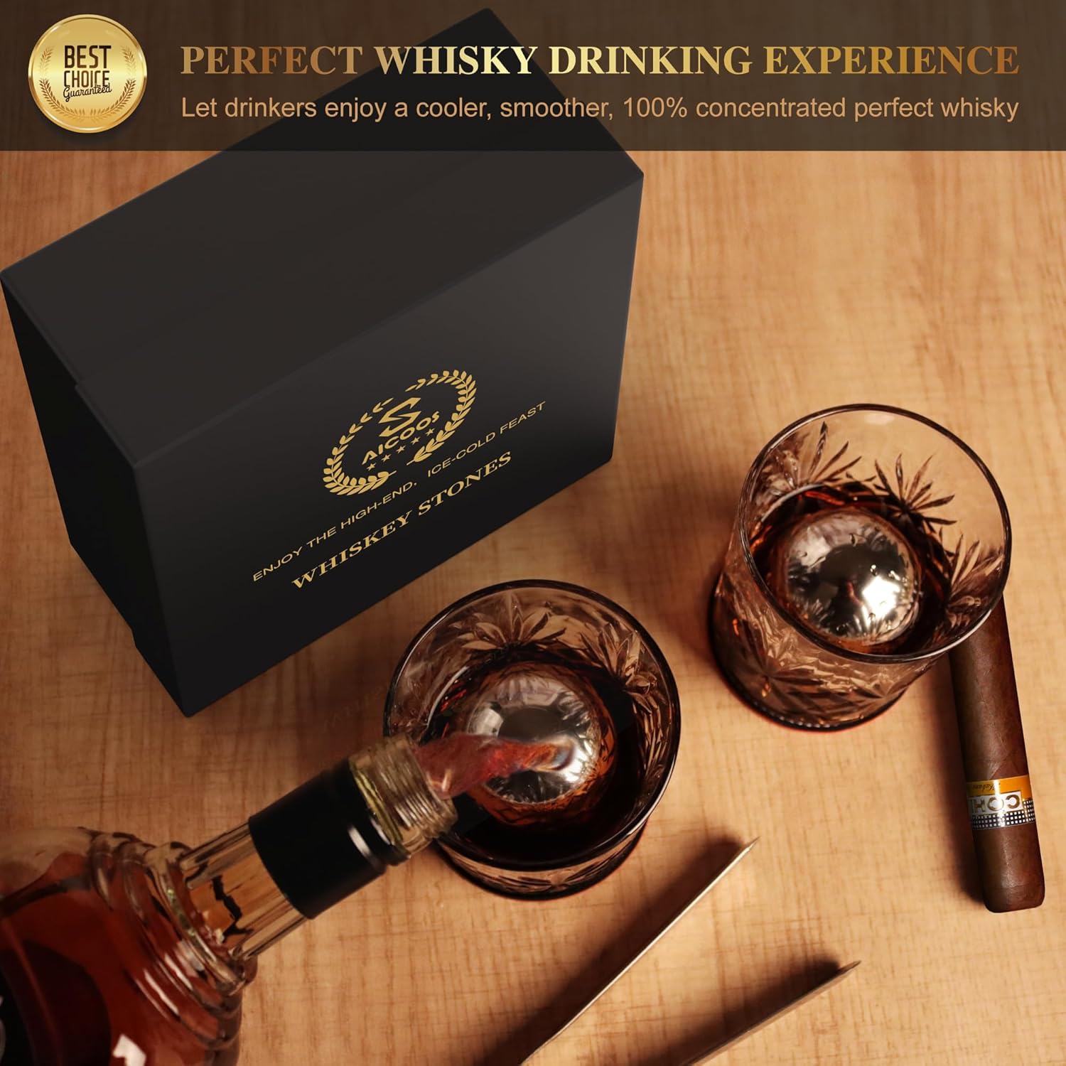 Detalle 2 de Edelstahl Whisky-Eiskugeln 55 mm đ„