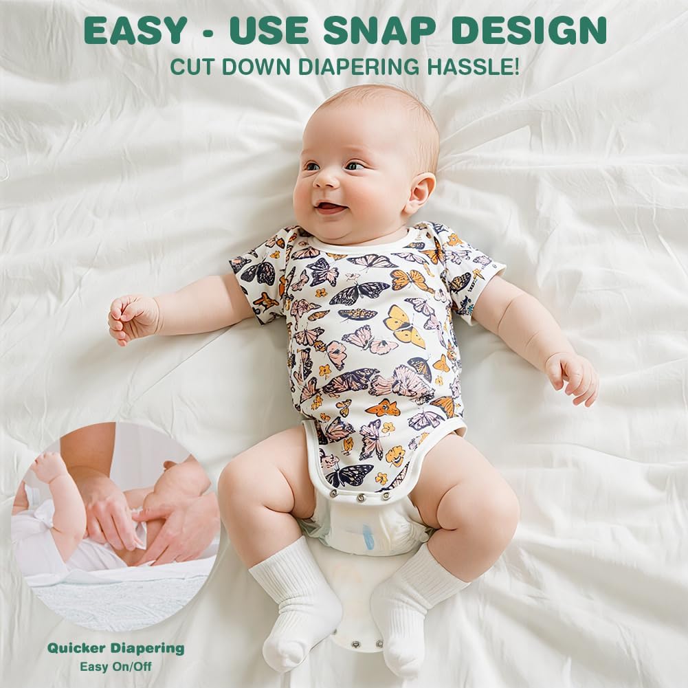 Detalle de Vicloon Baby Bodysuits (Pack of 3/5): Soft Organic Cotton Short Sleeve Vests for Newborns 0–12M